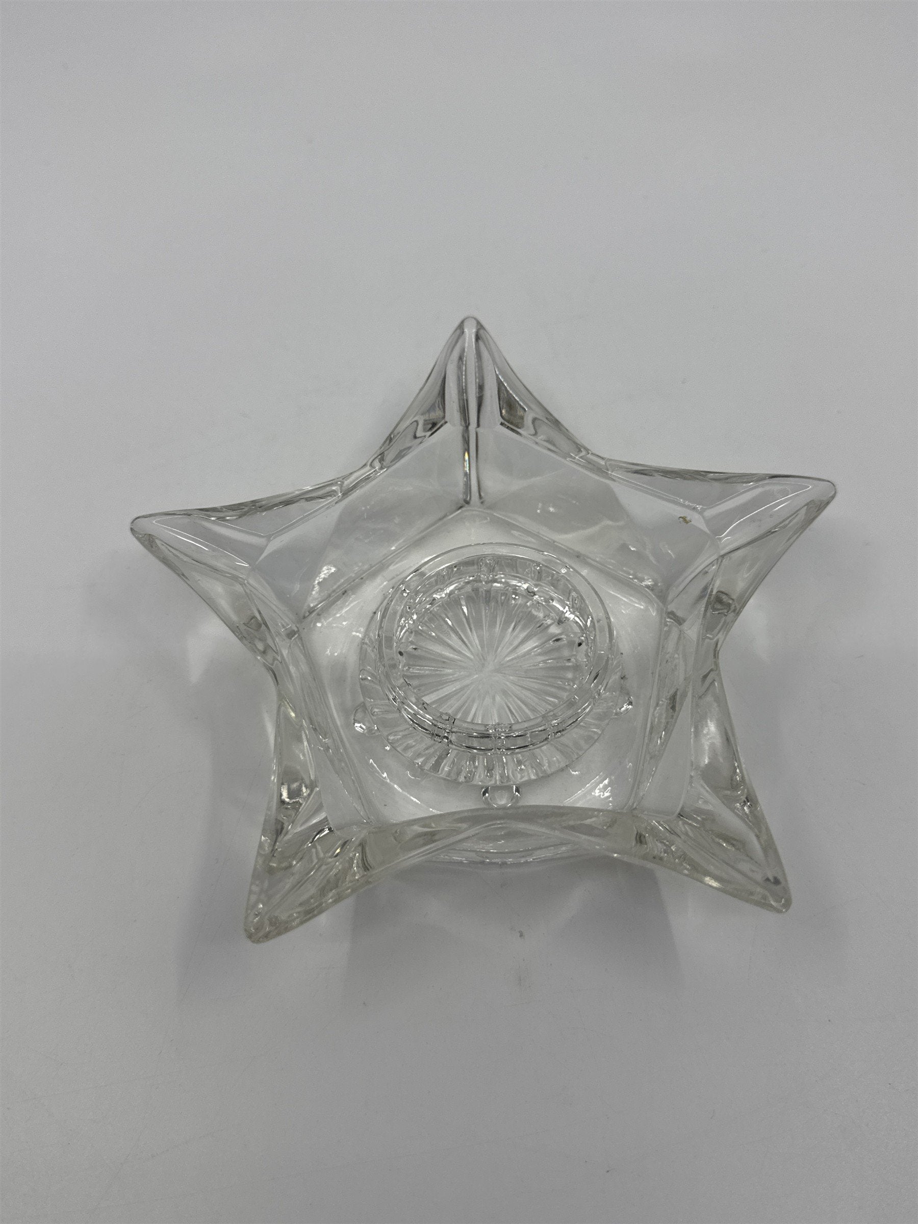 Vintage Clear Pressed Glass Star Shaped Votive Candle Holder