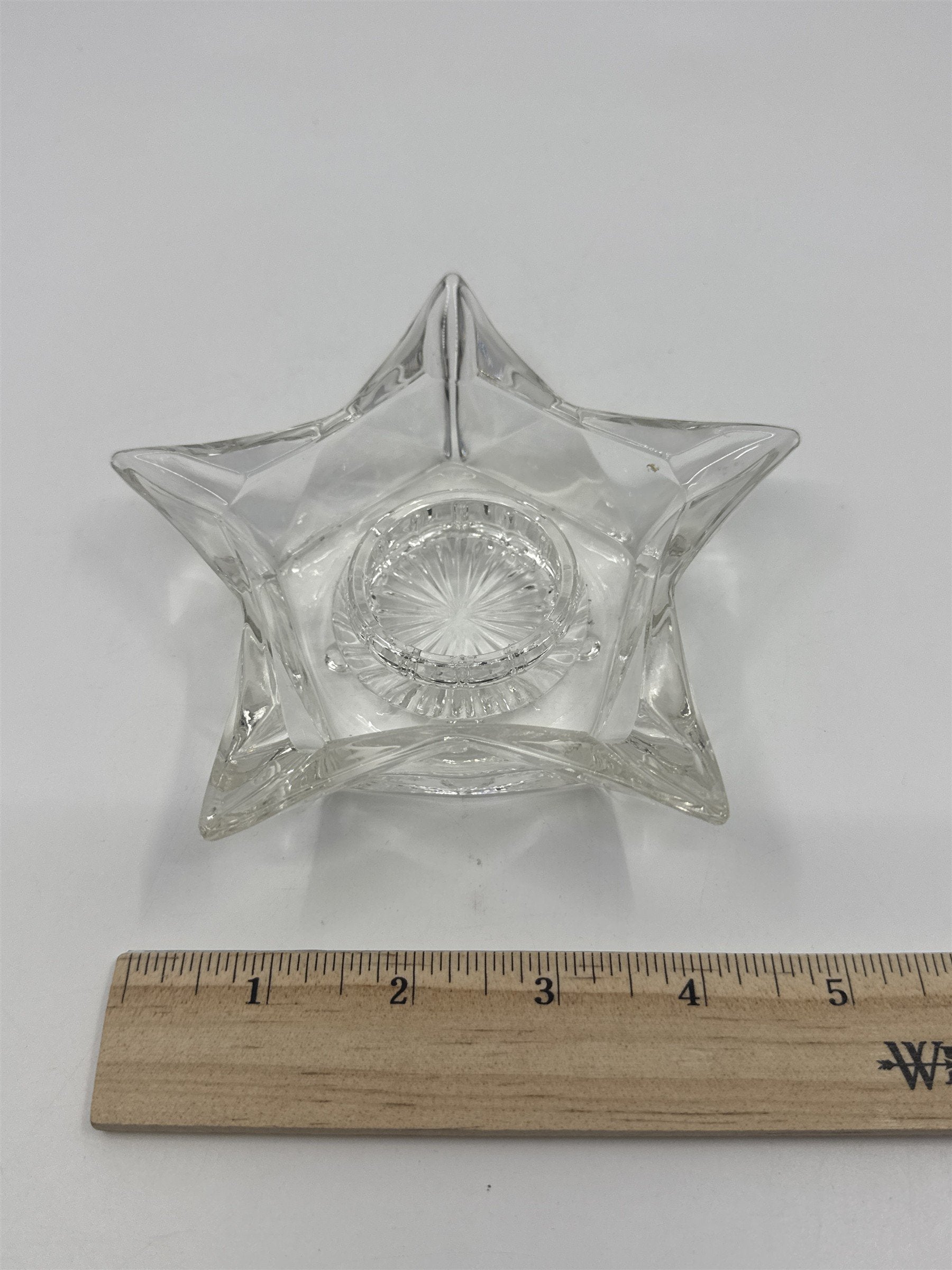 Vintage Clear Pressed Glass Star Shaped Votive Candle Holder