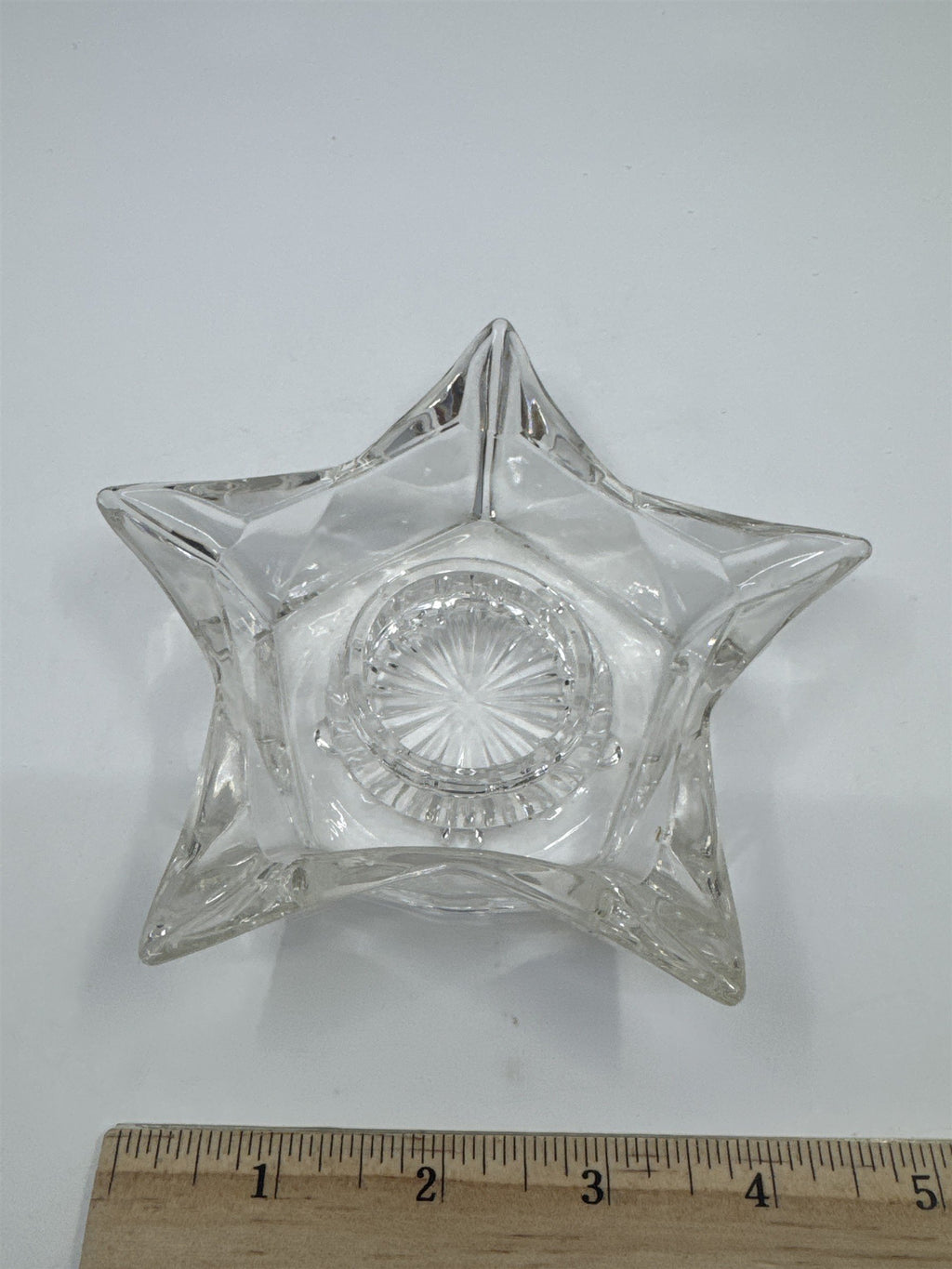Vintage Clear Pressed Glass Star Shaped Votive Candle Holder