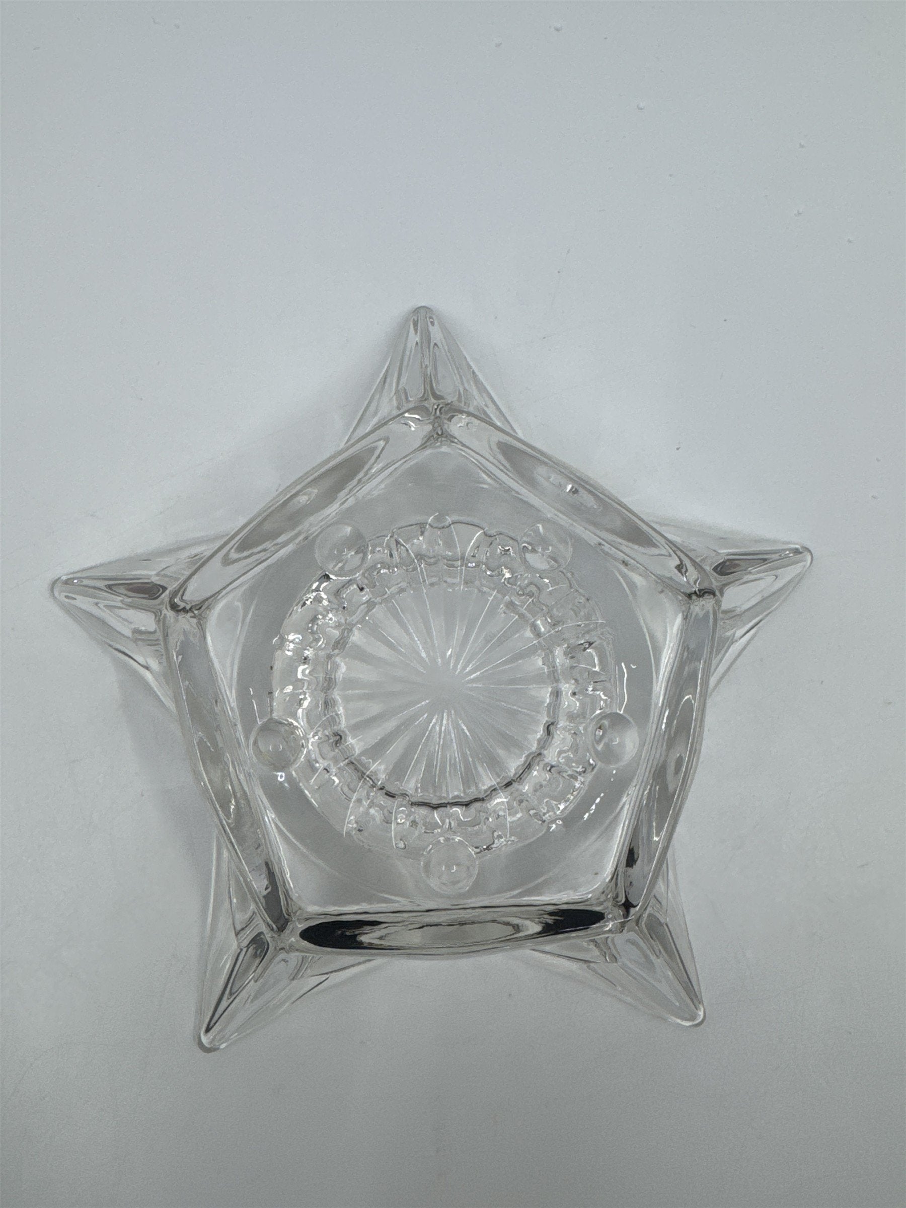 Vintage Clear Pressed Glass Star Shaped Votive Candle Holder