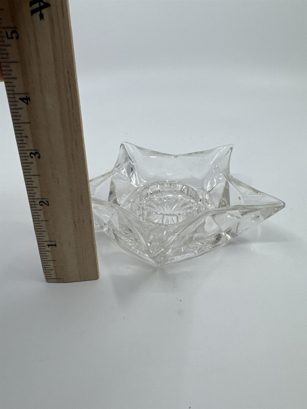 Vintage Clear Pressed Glass Star Shaped Votive Candle Holder
