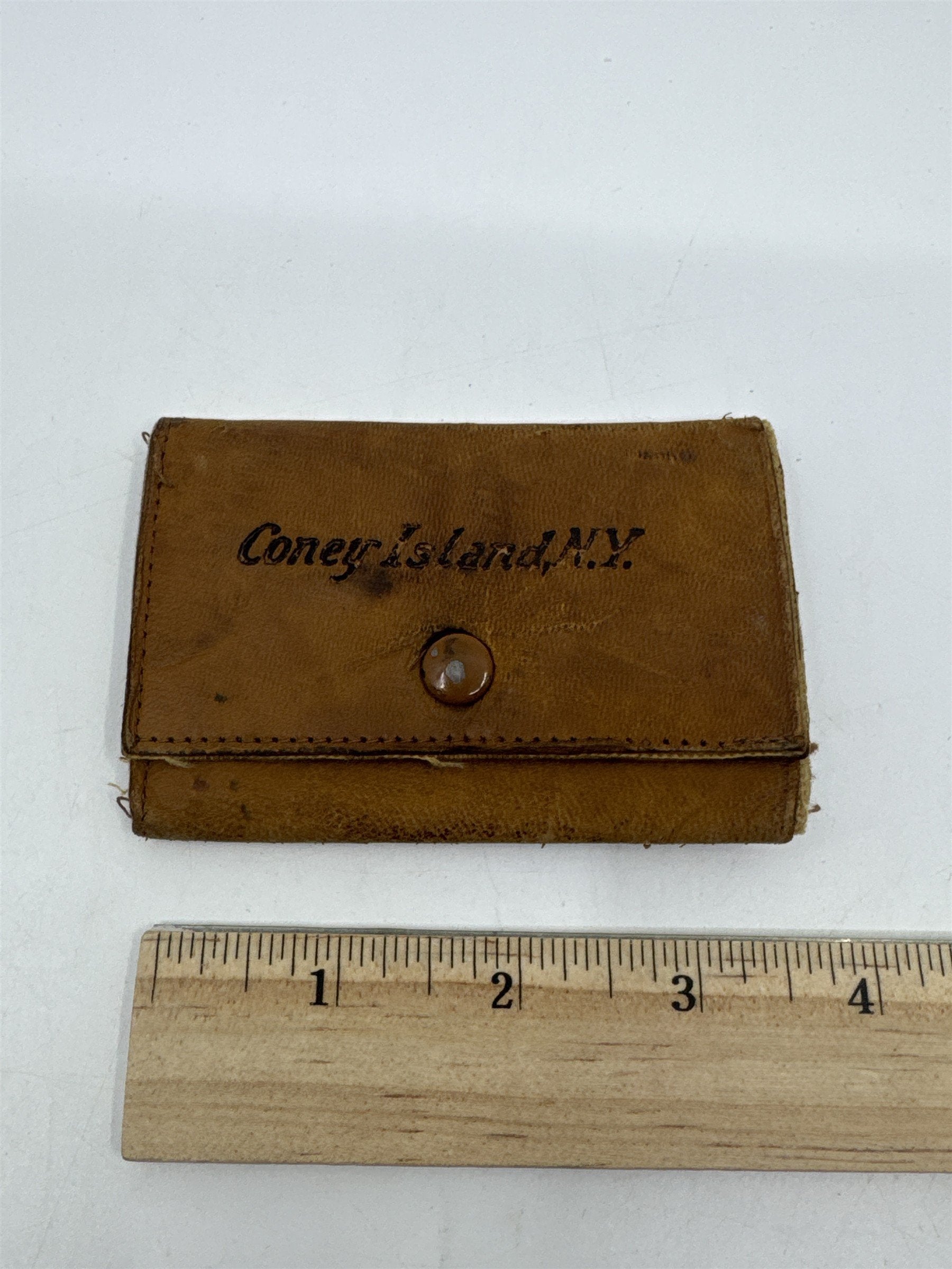 Vintage Genuine Leather Coney Island N.Y. Souvenir Travel Key Holder/Wallet
