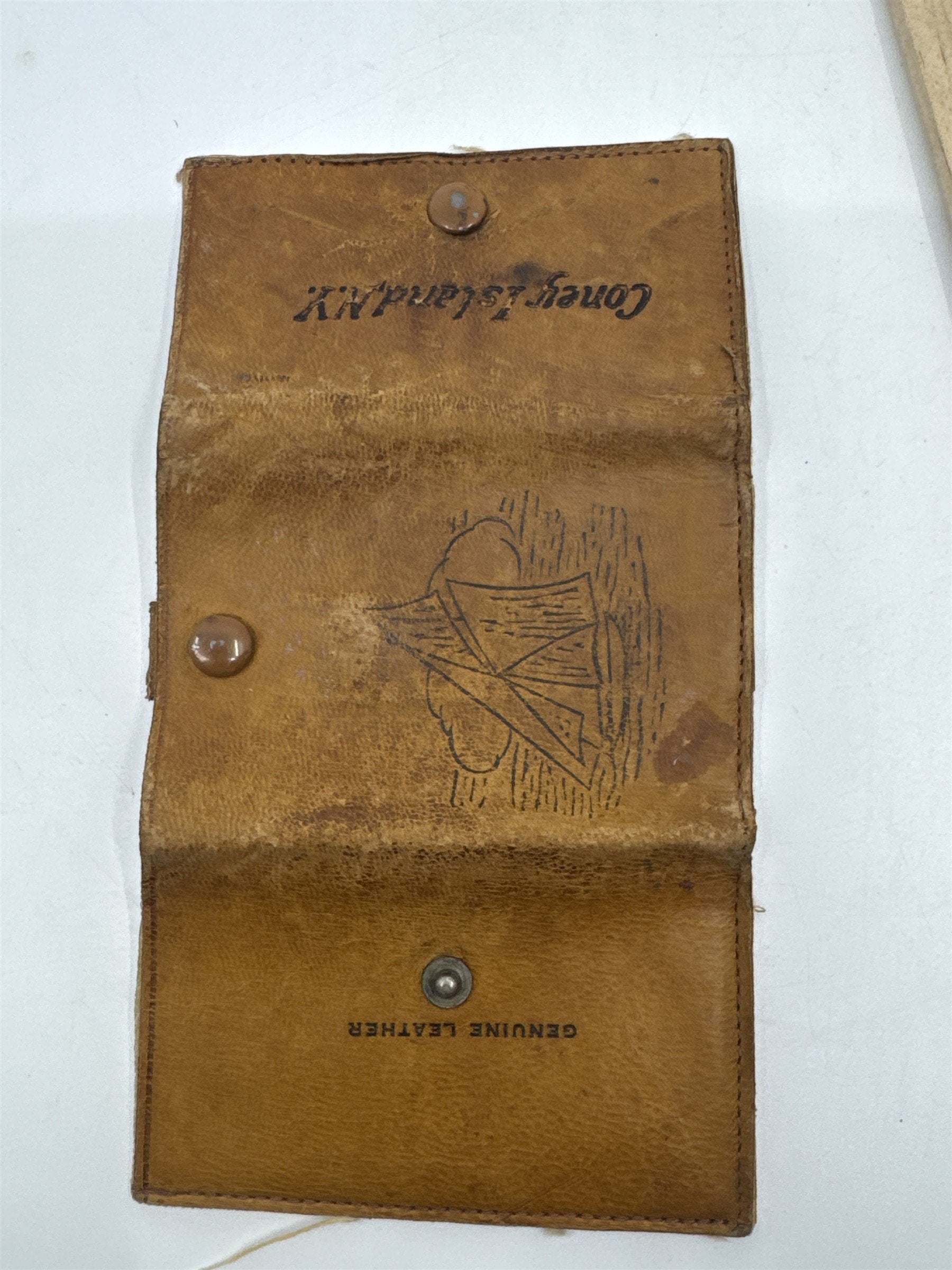 Vintage Genuine Leather Coney Island N.Y. Souvenir Travel Key Holder/Wallet
