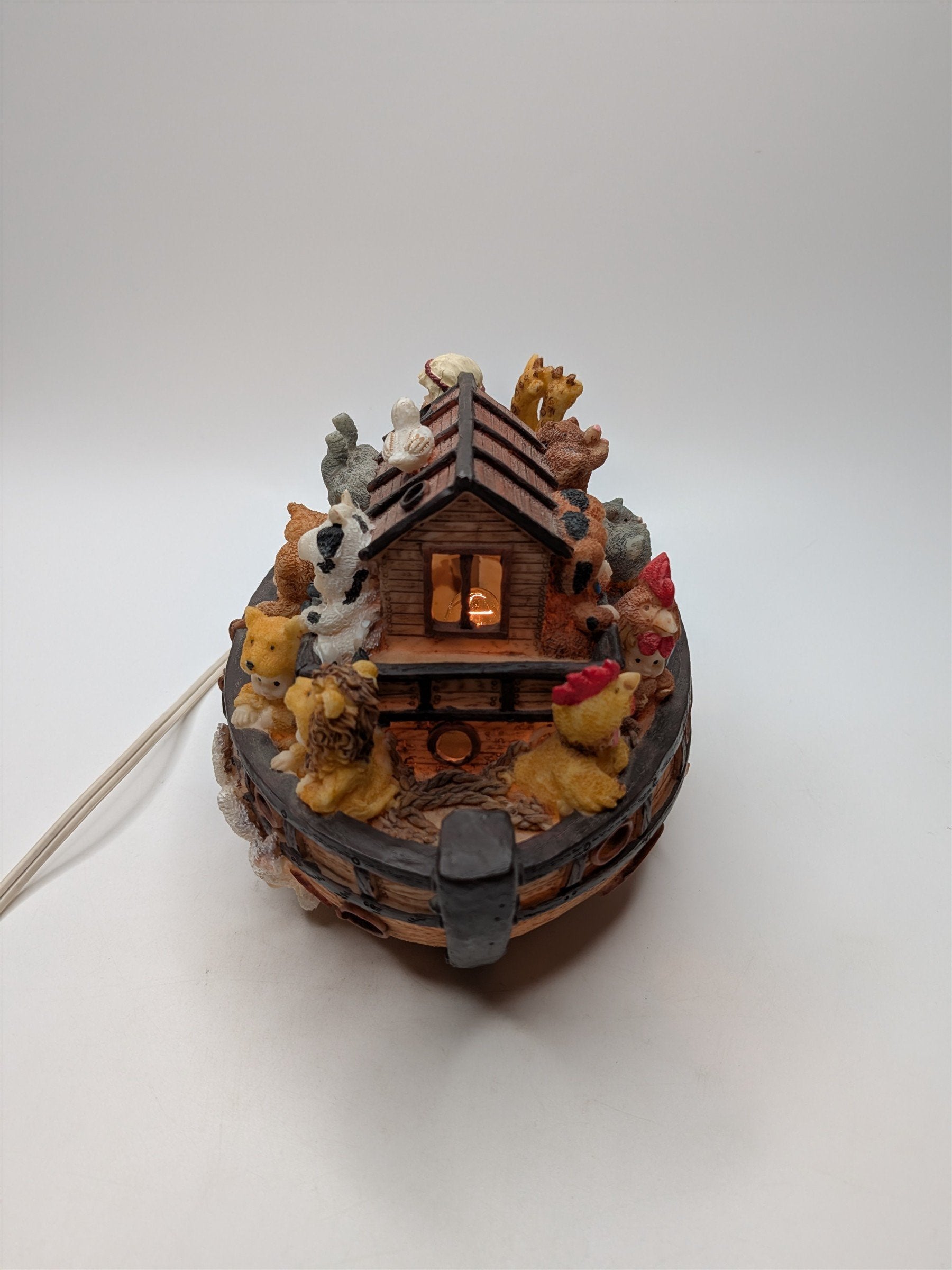 Vintage Noah's Ark Resin Nightlight Table Lamp Babies & Animals Works