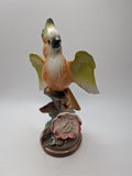 MCM Cockatoo Figurine With Tropical Flower 1950s Great Condition Vibrant