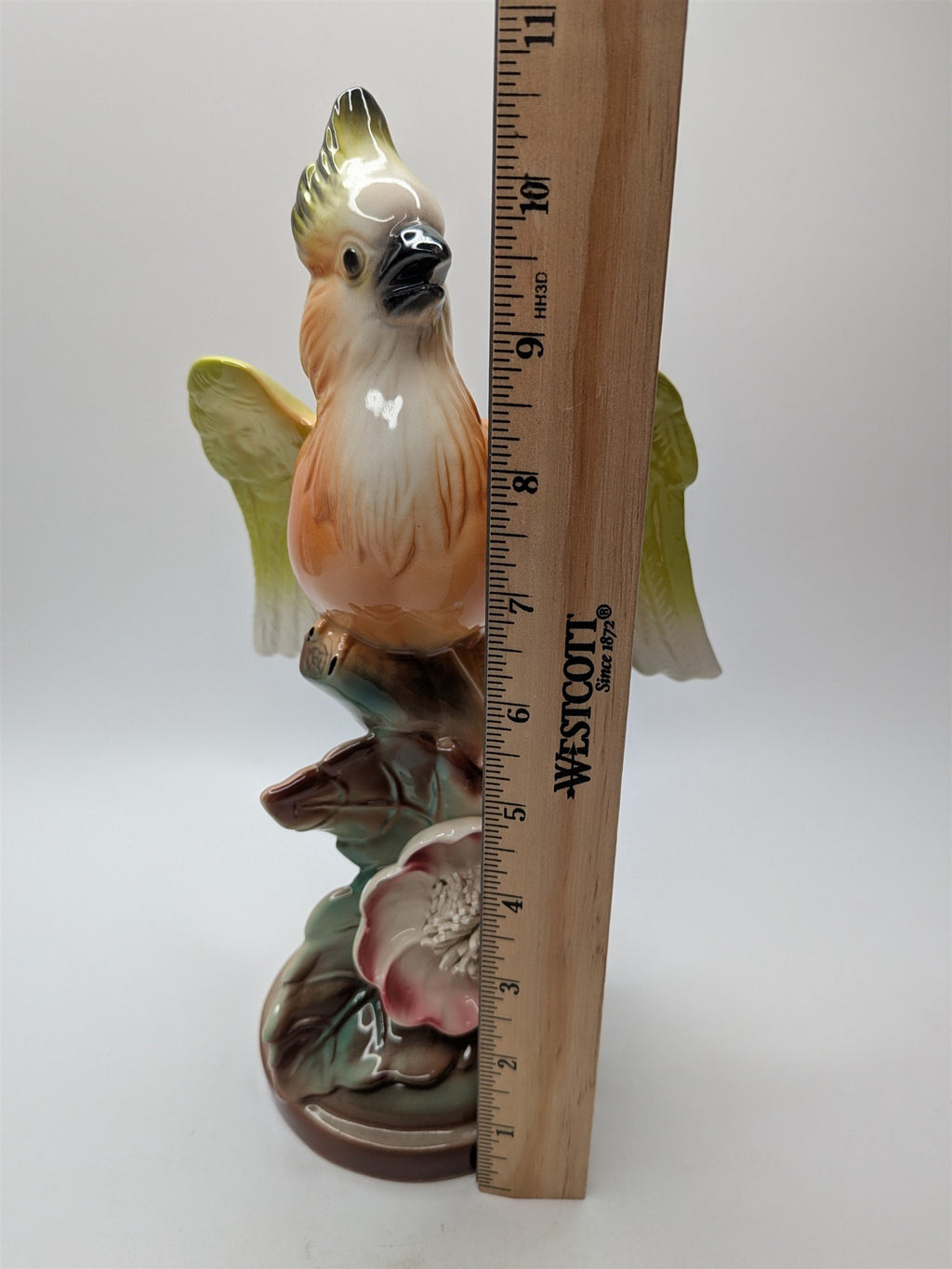 MCM Cockatoo Figurine With Tropical Flower 1950s Great Condition Vibrant