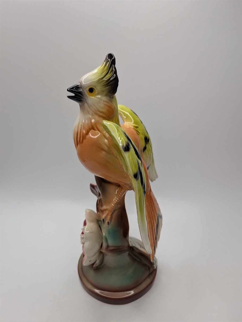 MCM Cockatoo Figurine With Tropical Flower 1950s Great Condition Vibrant