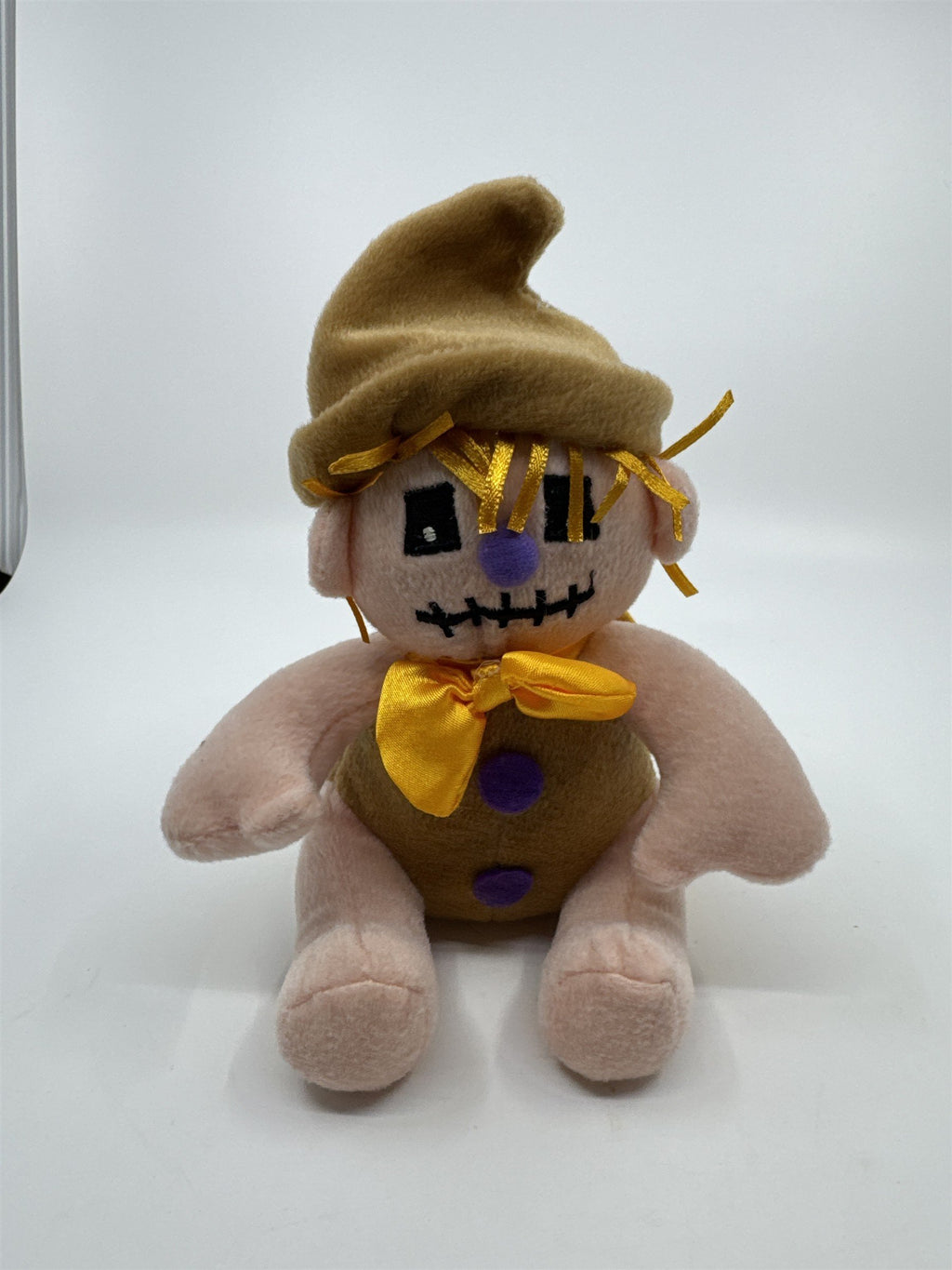 Vintage Polyester Scarecrow Plush W/ Yellow Bowtie And Cape