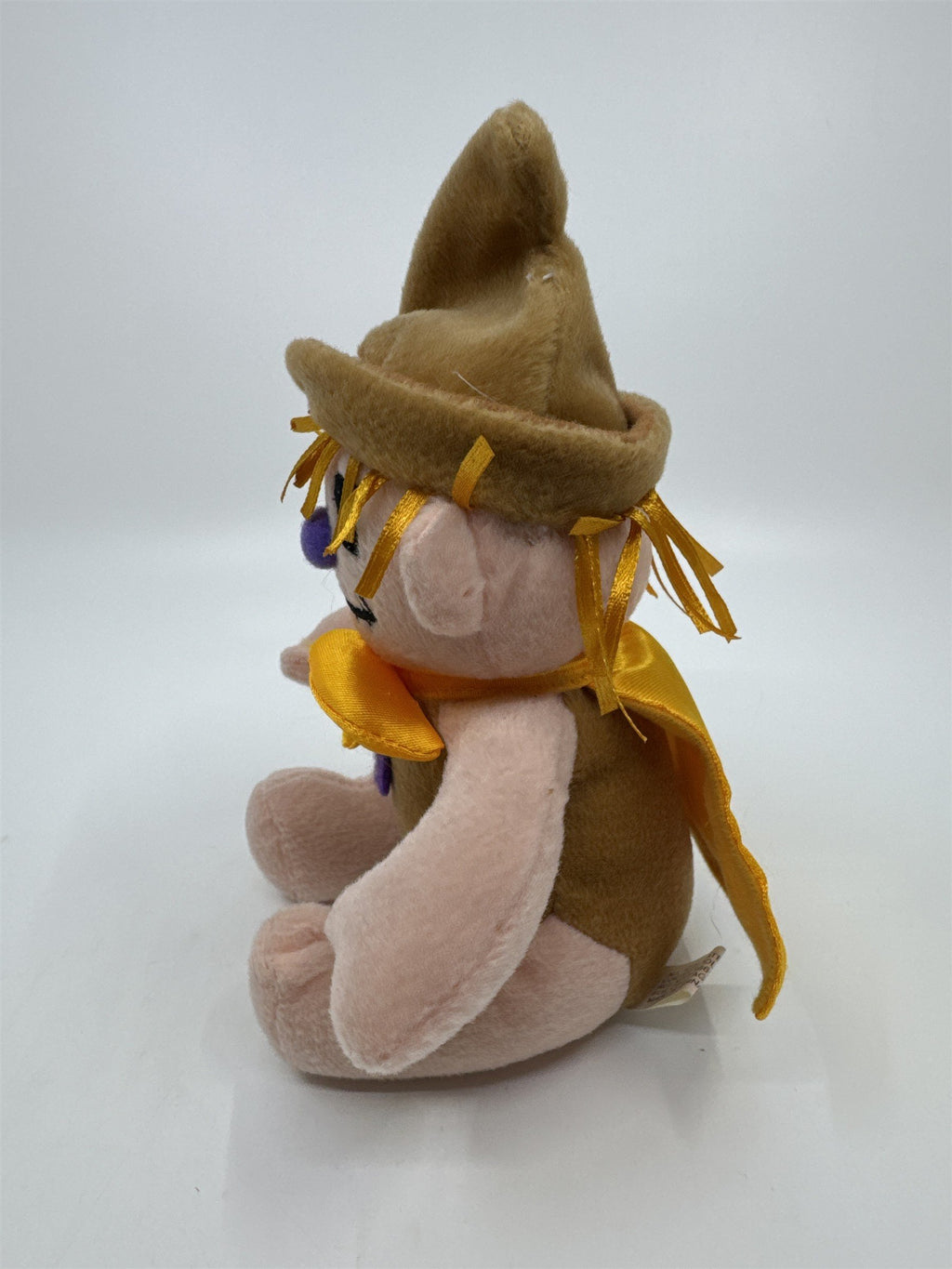 Vintage Polyester Scarecrow Plush W/ Yellow Bowtie And Cape