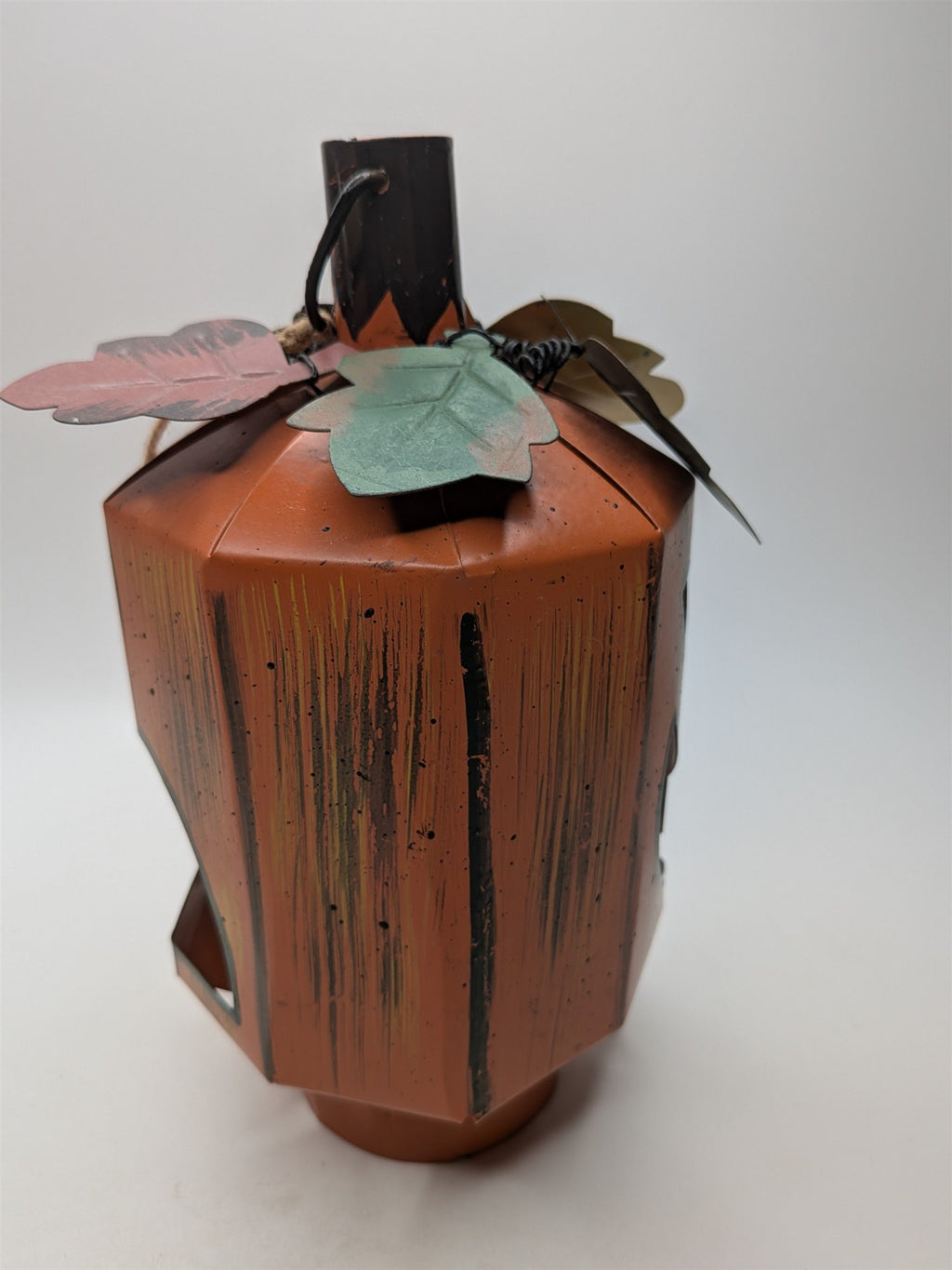 Metal Jack-O-Lantern Pumpkin Lantern Tea Light Holder Halloween Decor Rustic