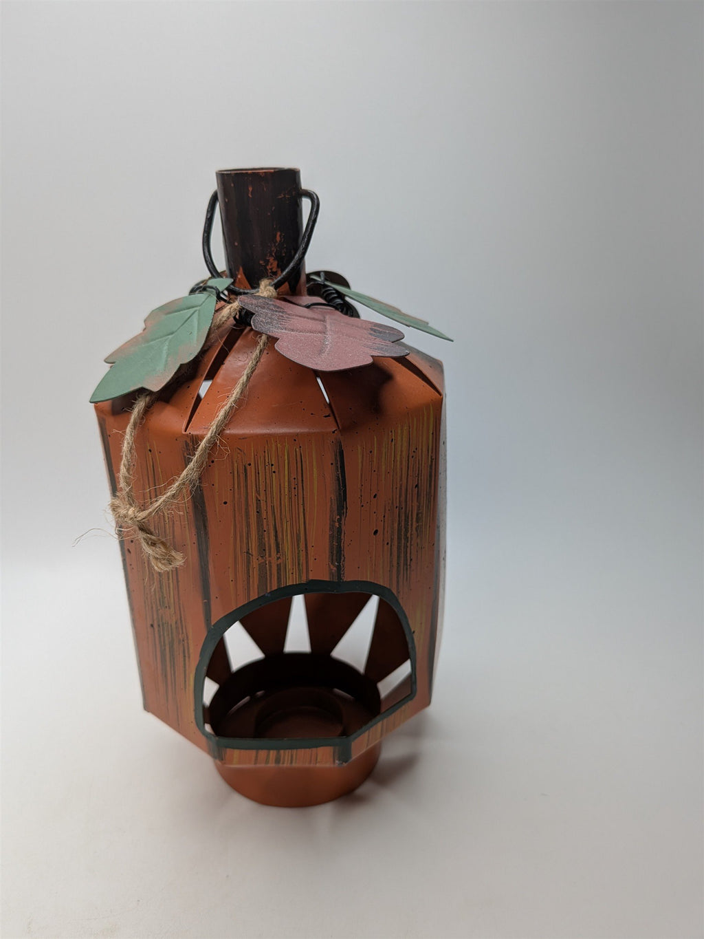 Metal Jack-O-Lantern Pumpkin Lantern Tea Light Holder Halloween Decor Rustic