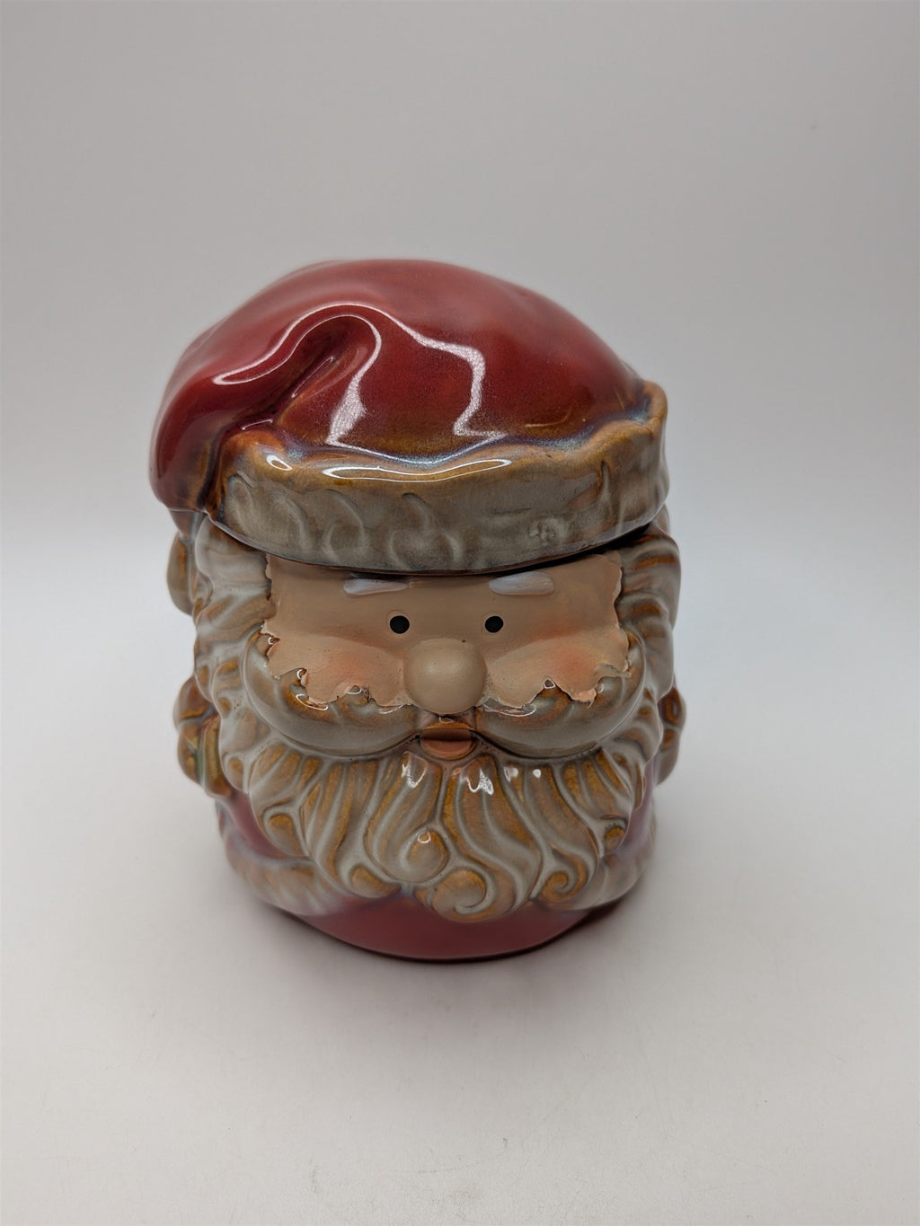 Vintage Ceramic Santa Claus Small Cookie Jar Canister Christmas Kitchenware