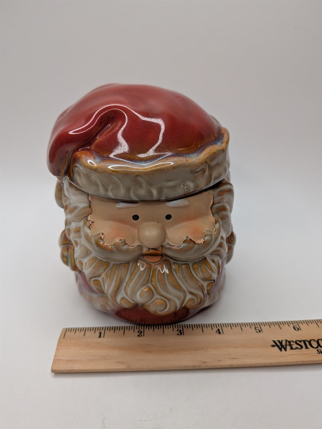 Vintage Ceramic Santa Claus Small Cookie Jar Canister Christmas Kitchenware