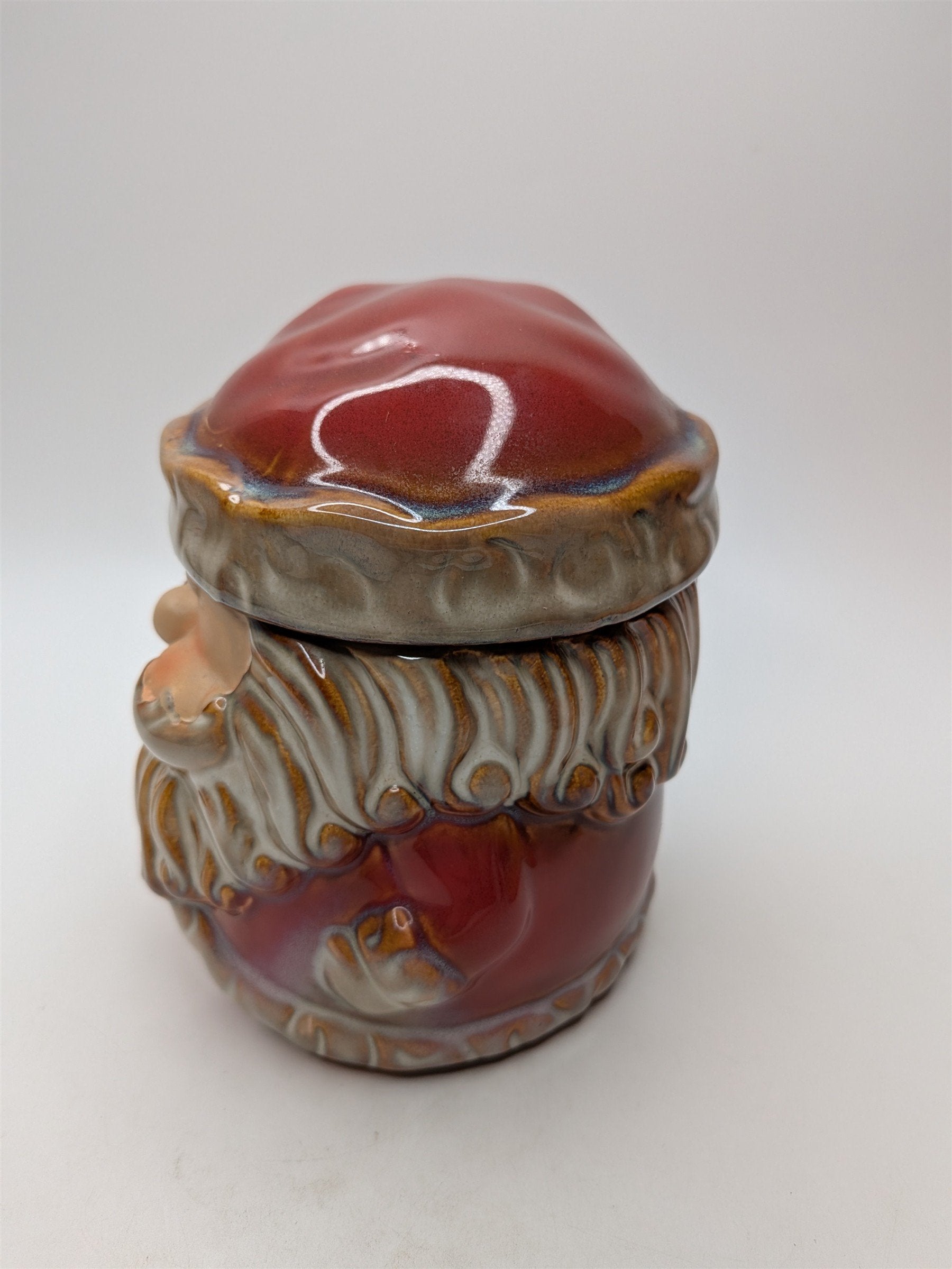 Vintage Ceramic Santa Claus Small Cookie Jar Canister Christmas Kitchenware
