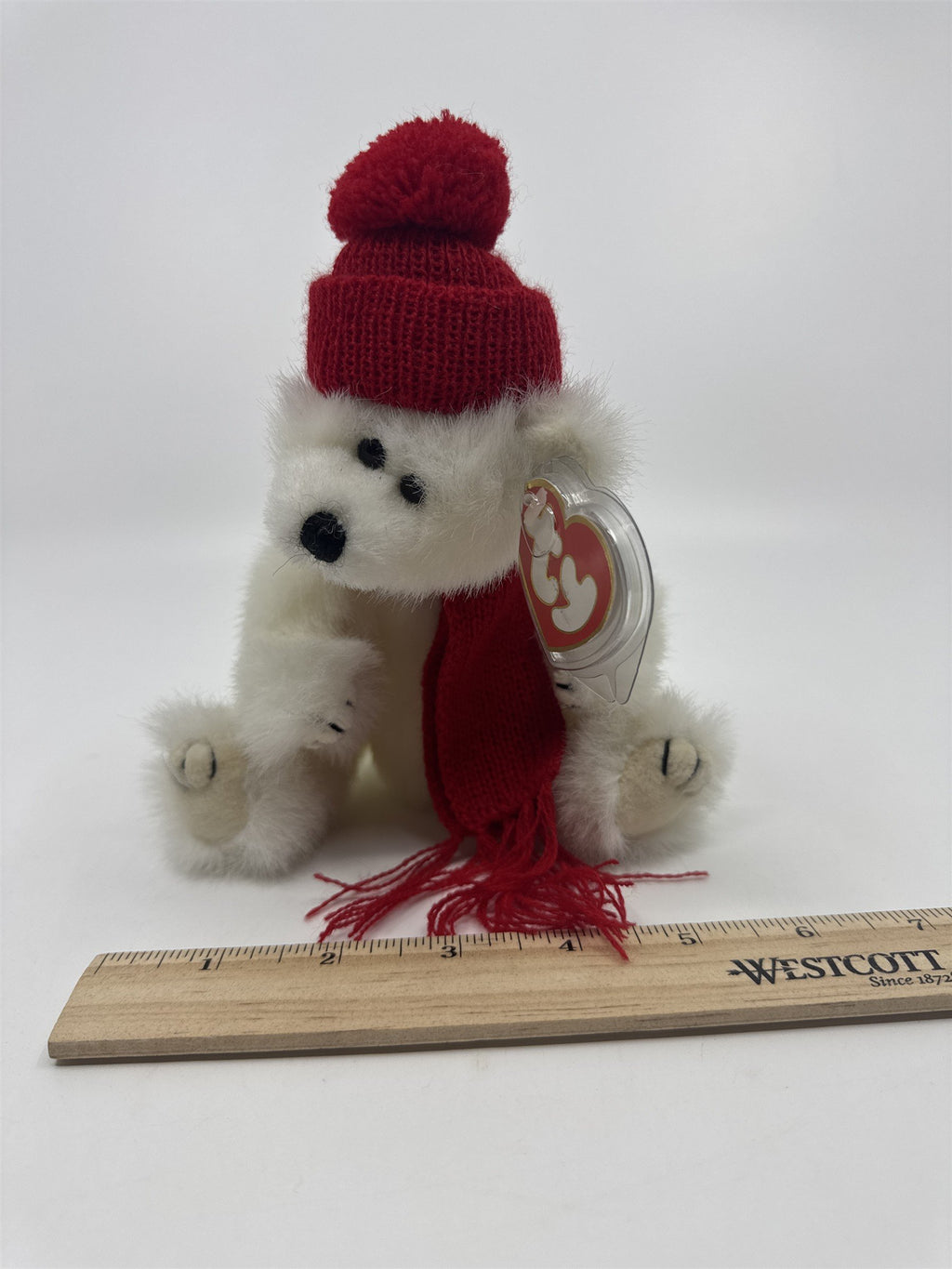 TY Beanie Baby Peppermint The Bear Whited Stuffed Plush Attic Treasures Plush