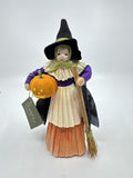 Seasons Of Cannon Falls Witch Figurine Holding Pumpkin And Broom Halloween Decor