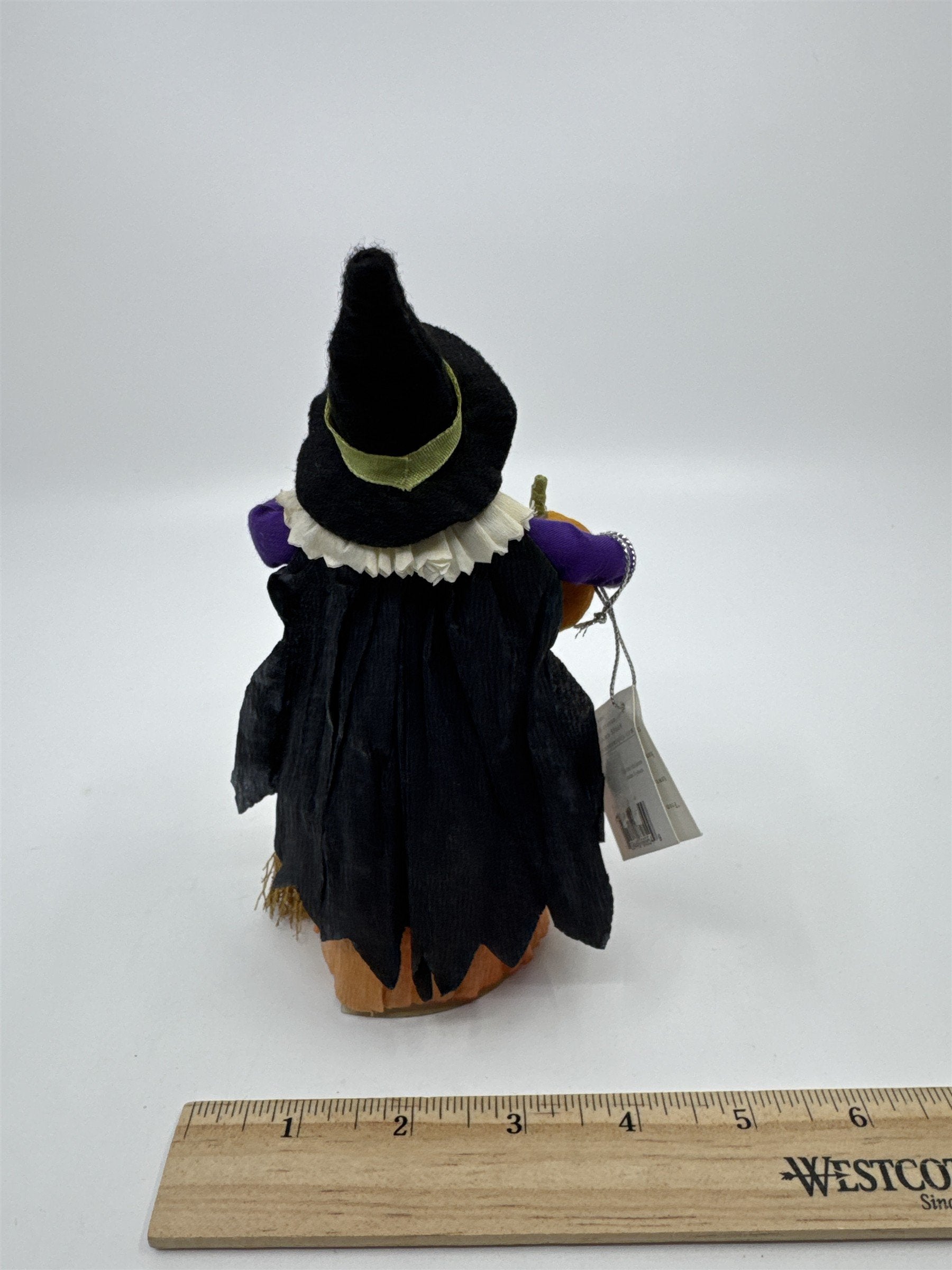 Seasons Of Cannon Falls Witch Figurine Holding Pumpkin And Broom Halloween Decor