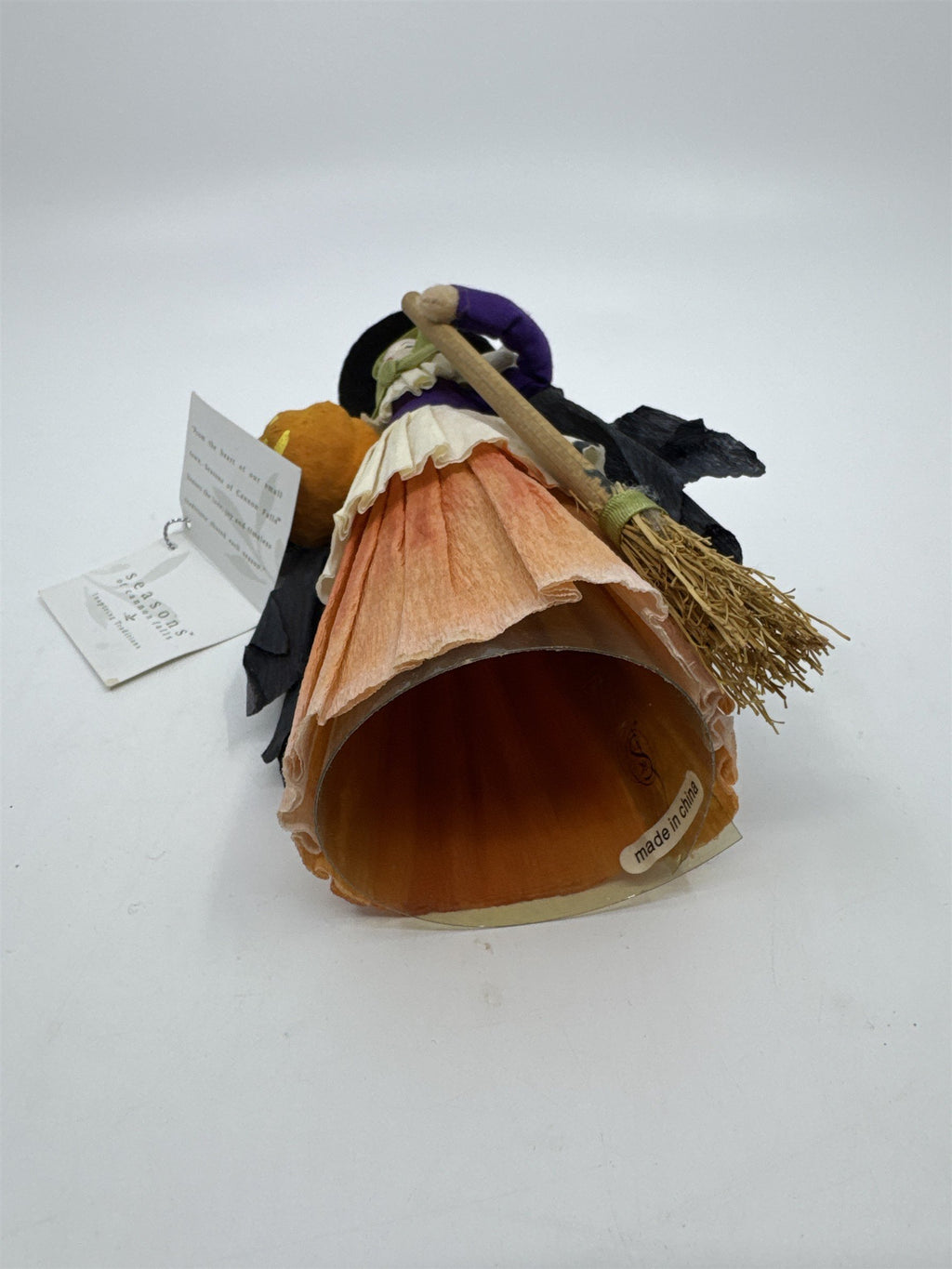 Seasons Of Cannon Falls Witch Figurine Holding Pumpkin And Broom Halloween Decor