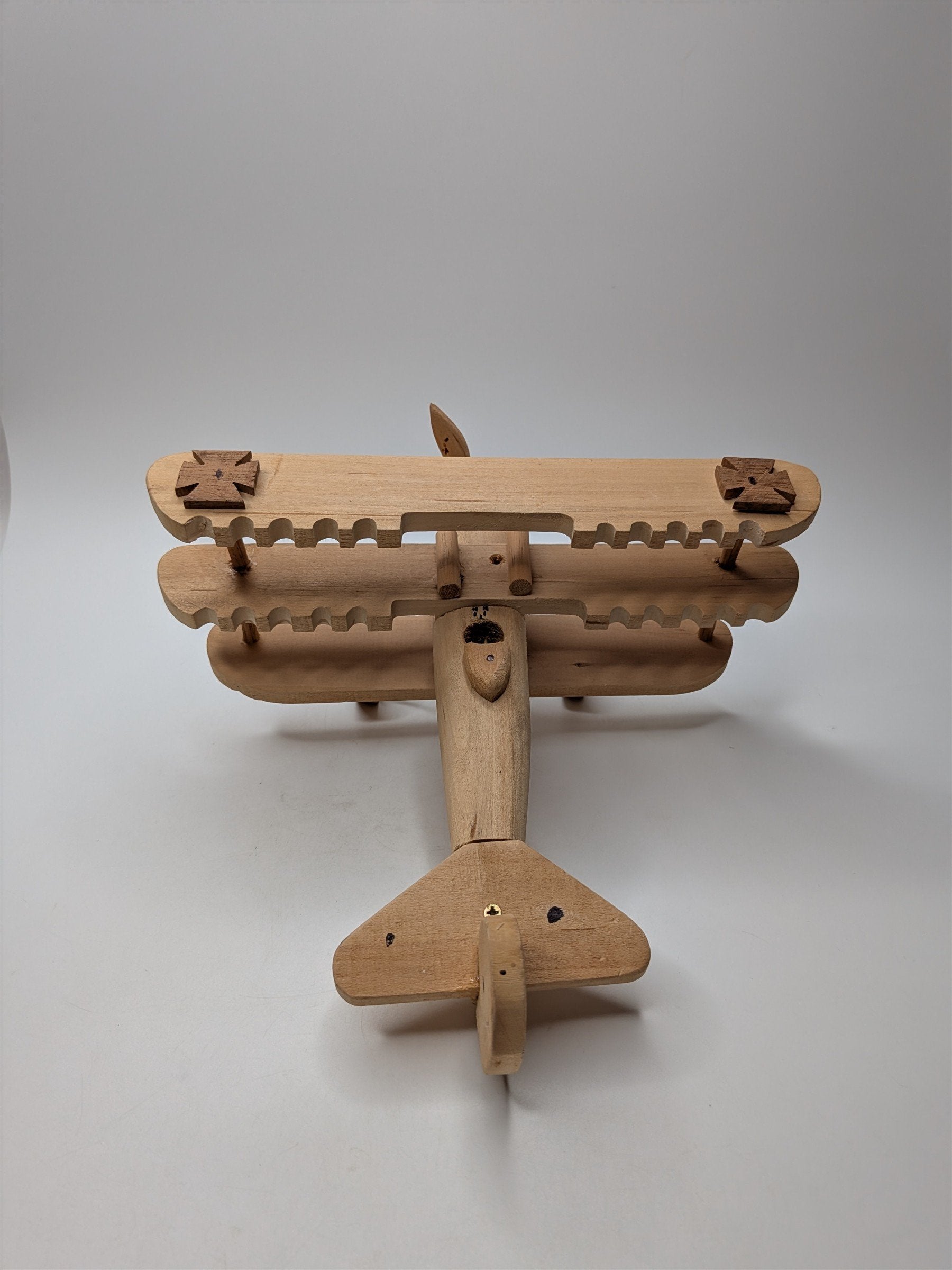 Vintager Wooden Airplane Toy Handmade With Wooden Wheels and Propeller