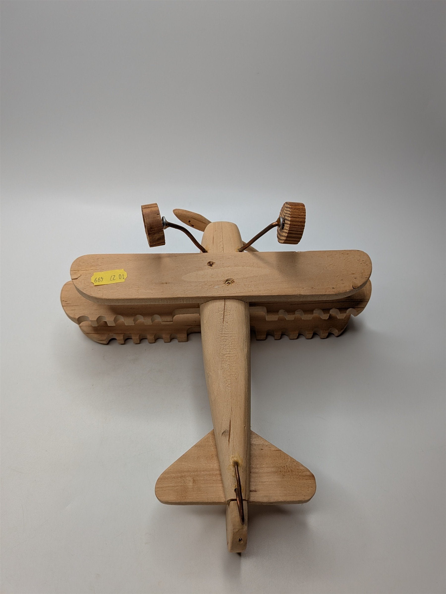 Vintager Wooden Airplane Toy Handmade With Wooden Wheels and Propeller