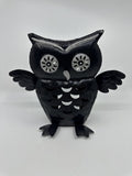 Black And Silver Glitter Halloween Owl Tea Light Candle Holder