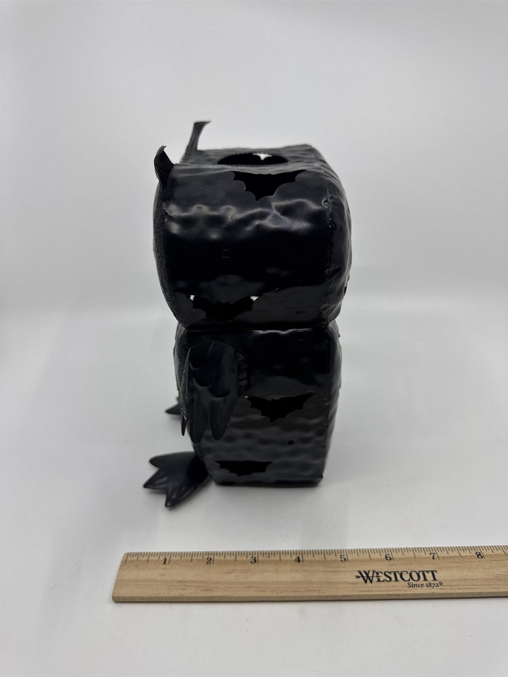 Black And Silver Glitter Halloween Owl Tea Light Candle Holder