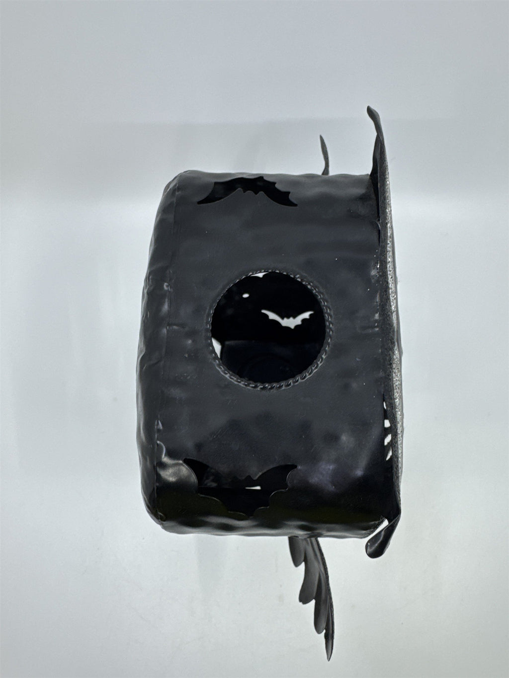 Black And Silver Glitter Halloween Owl Tea Light Candle Holder