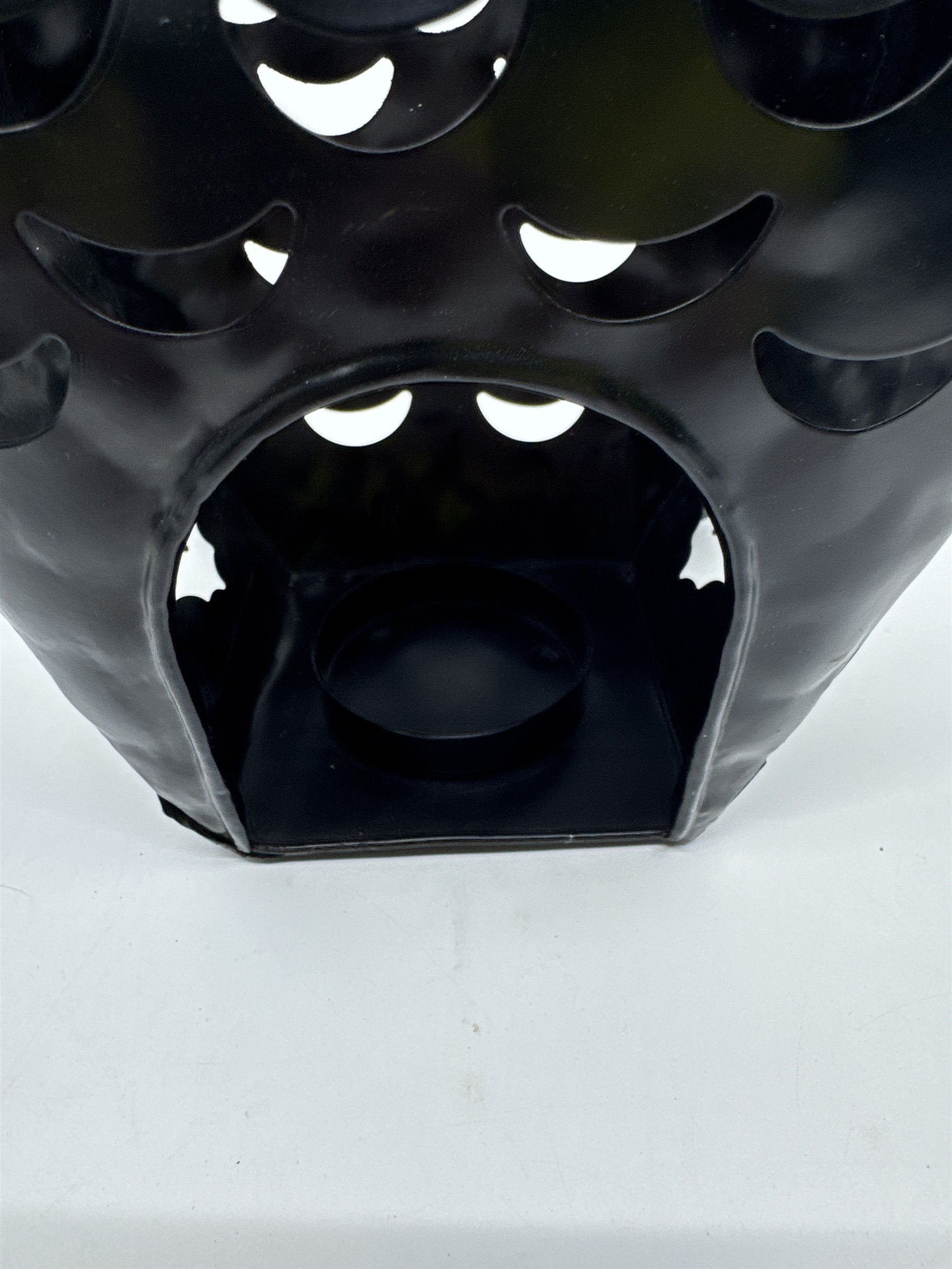 Black And Silver Glitter Halloween Owl Tea Light Candle Holder
