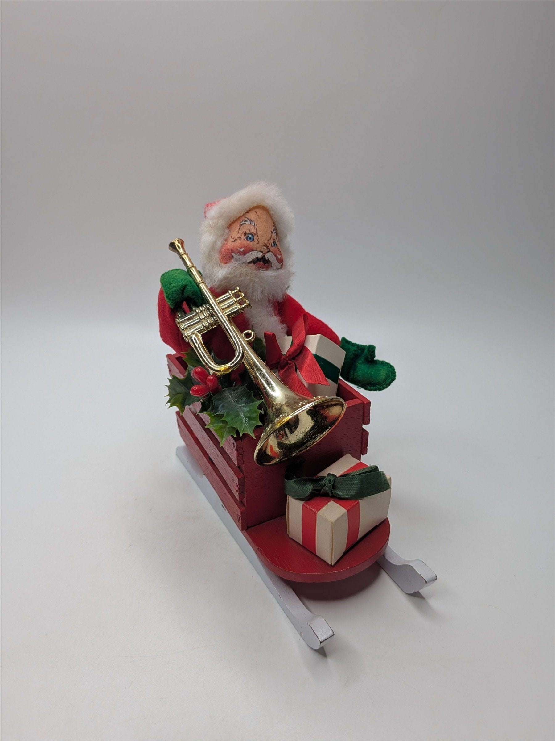 Vintage Annalee Santa Red Sleigh With Horn & Gifts 1963 1965