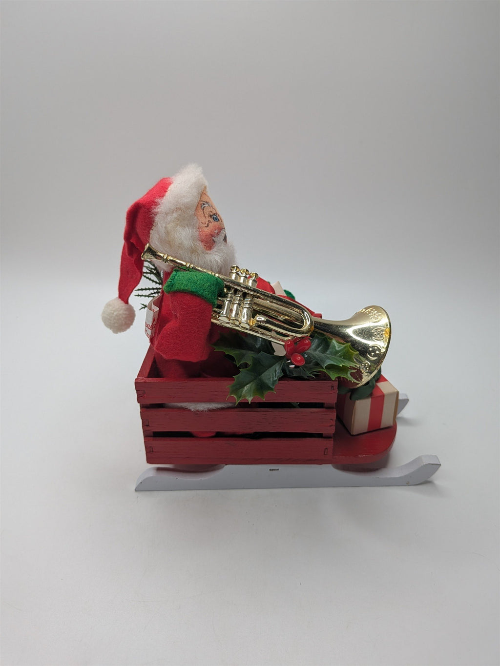 Vintage Annalee Santa Red Sleigh With Horn & Gifts 1963 1965