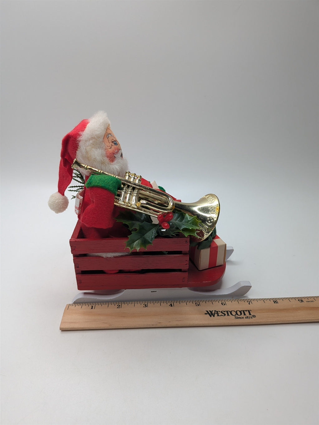 Vintage Annalee Santa Red Sleigh With Horn & Gifts 1963 1965