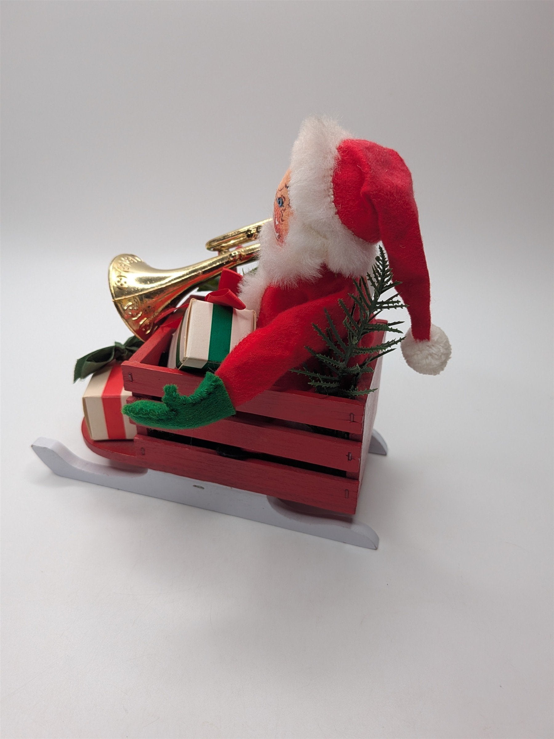 Vintage Annalee Santa Red Sleigh With Horn & Gifts 1963 1965