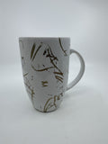Large White Porcelain Threshold Coffee/Tea/Drink Mug Gold/Brown Abstract Lines