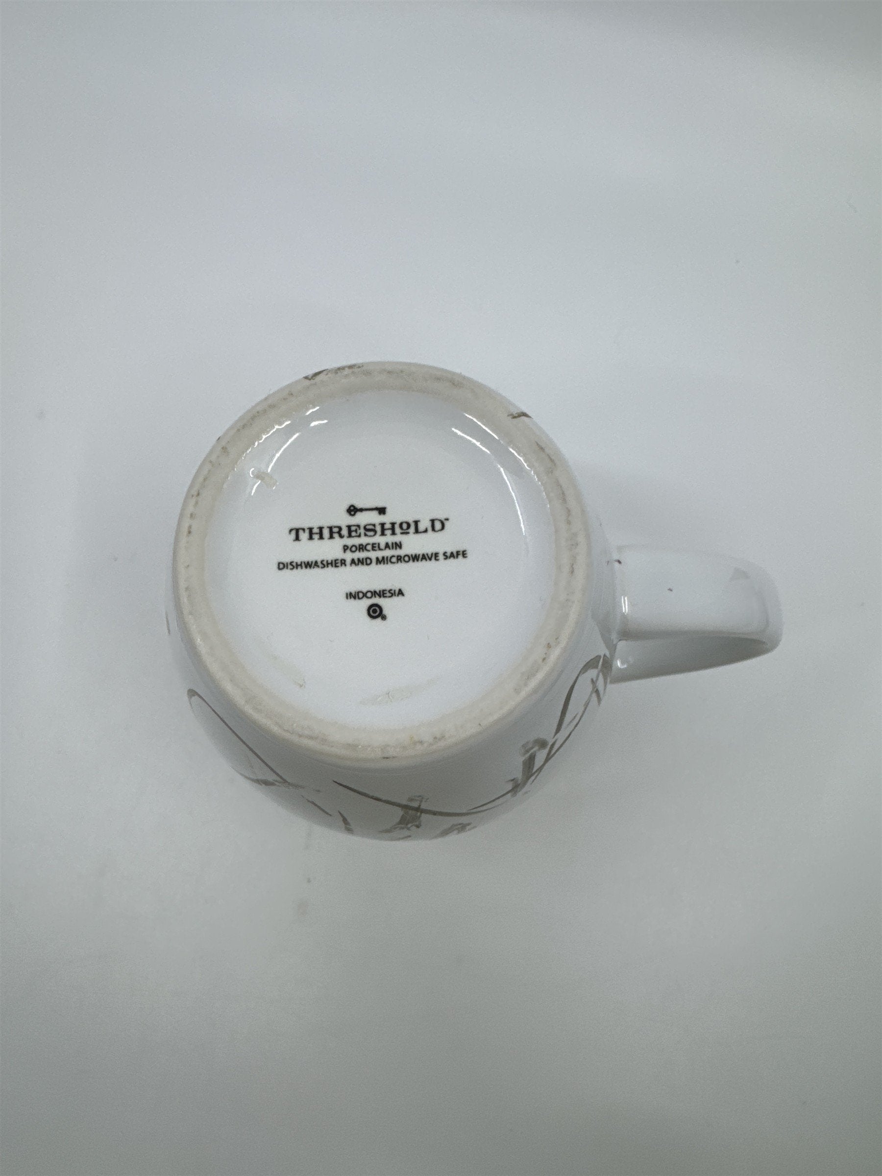 Large White Porcelain Threshold Coffee/Tea/Drink Mug Gold/Brown Abstract Lines