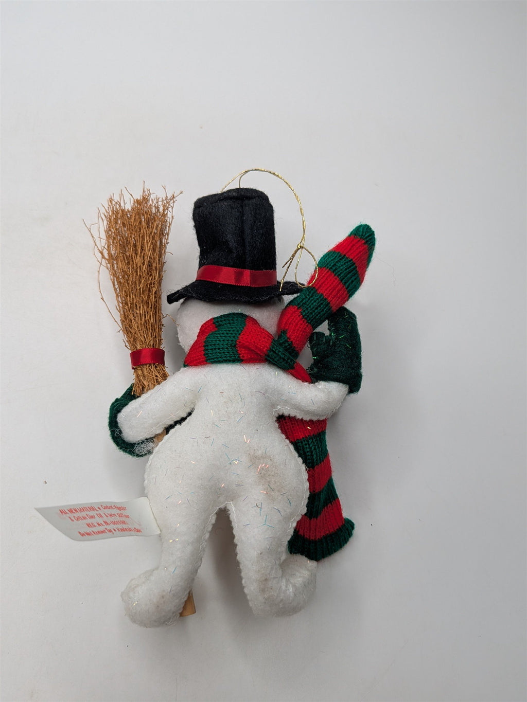 Vintage Annalee 2005 Christmas Snowman /w Broom Top Hat Scarf Buttons Ornament