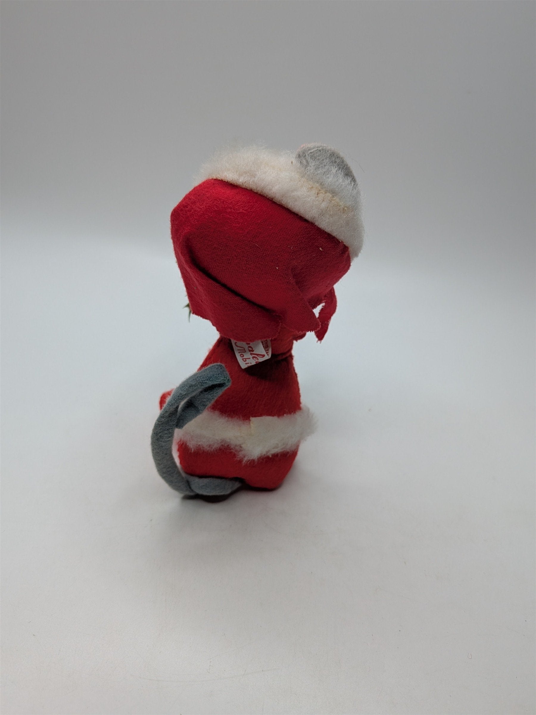 Vintage Annalee 1965 Mobilitee Santa Mouse Doll Felt Christmas Decor Holly Berry