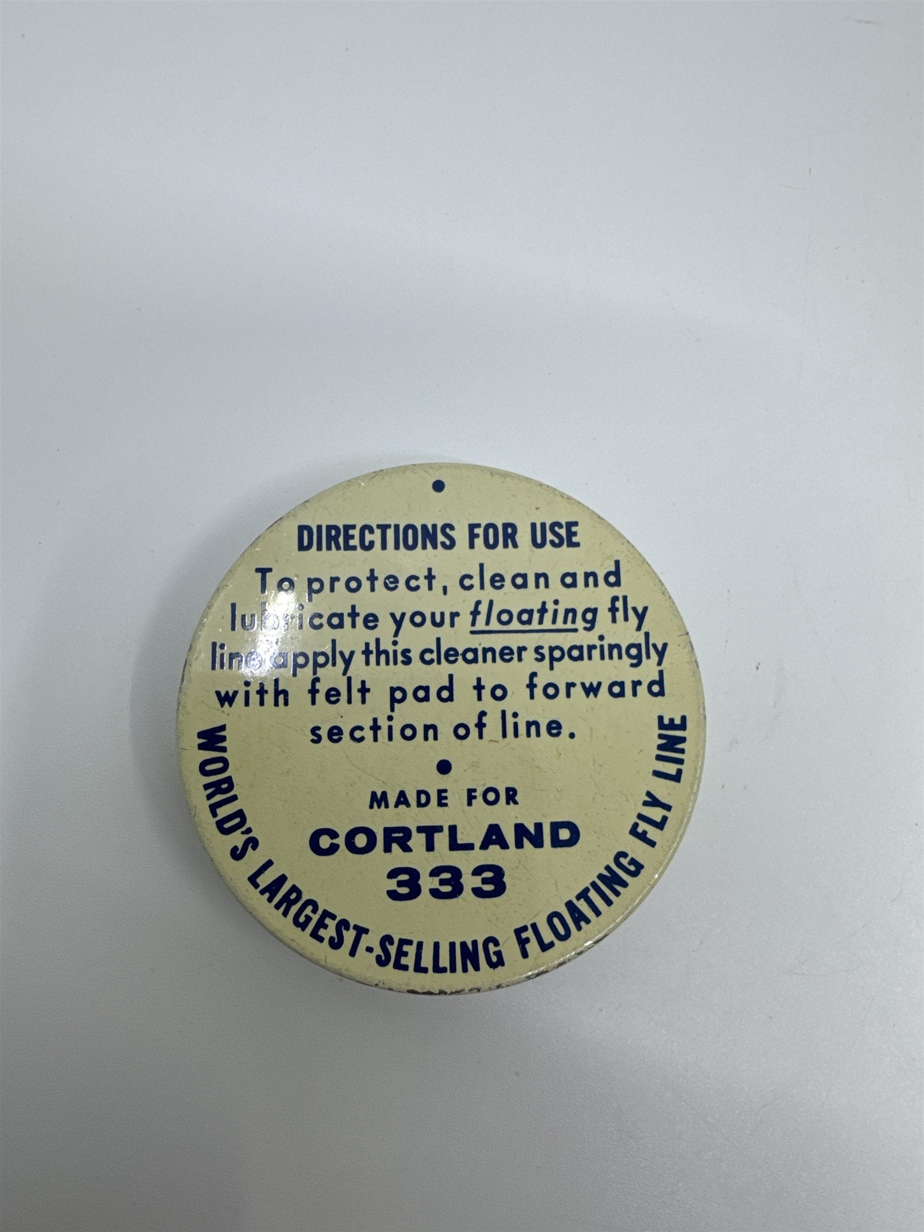 Vintage Cortland 333 Fly Line Cleaner Fishing Advertising Empty Tin