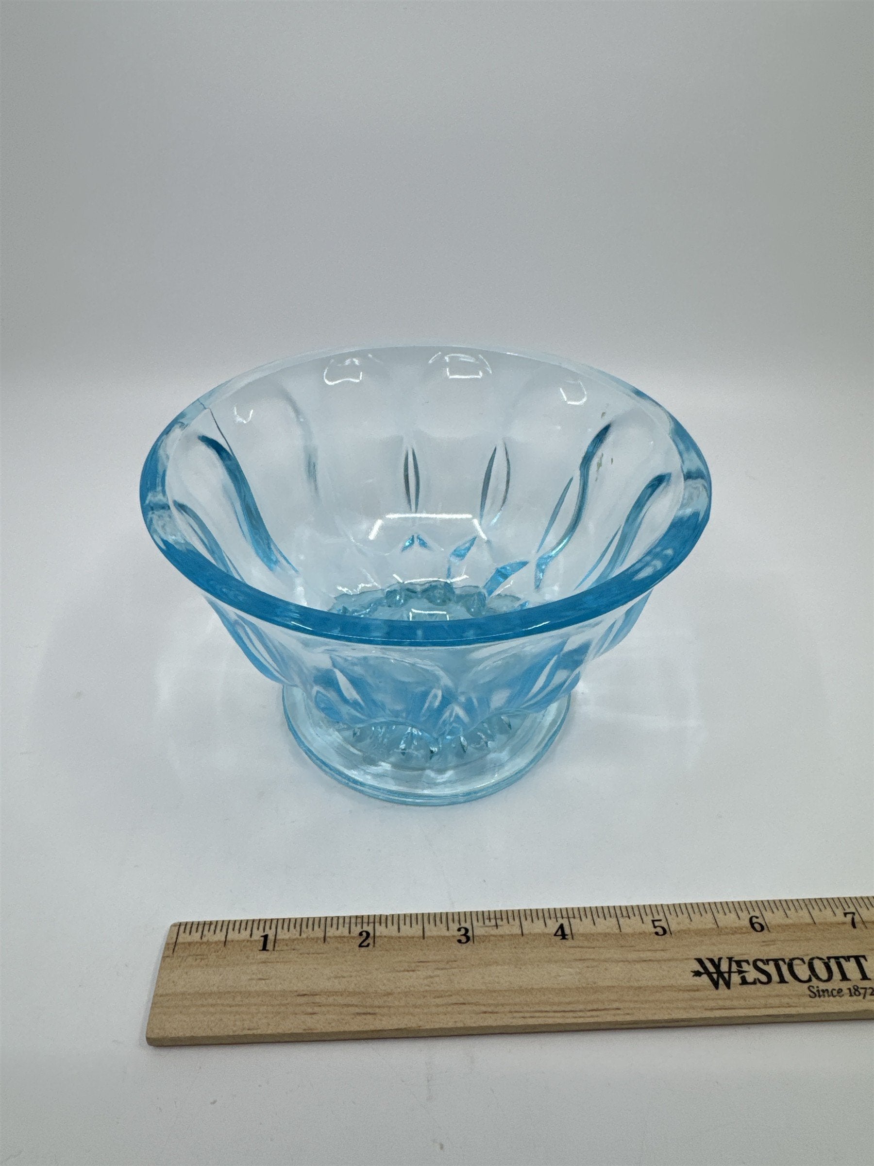 Vintage Anchor Hocking Pedestal Light Blue Glass Candy/Dessert Dish