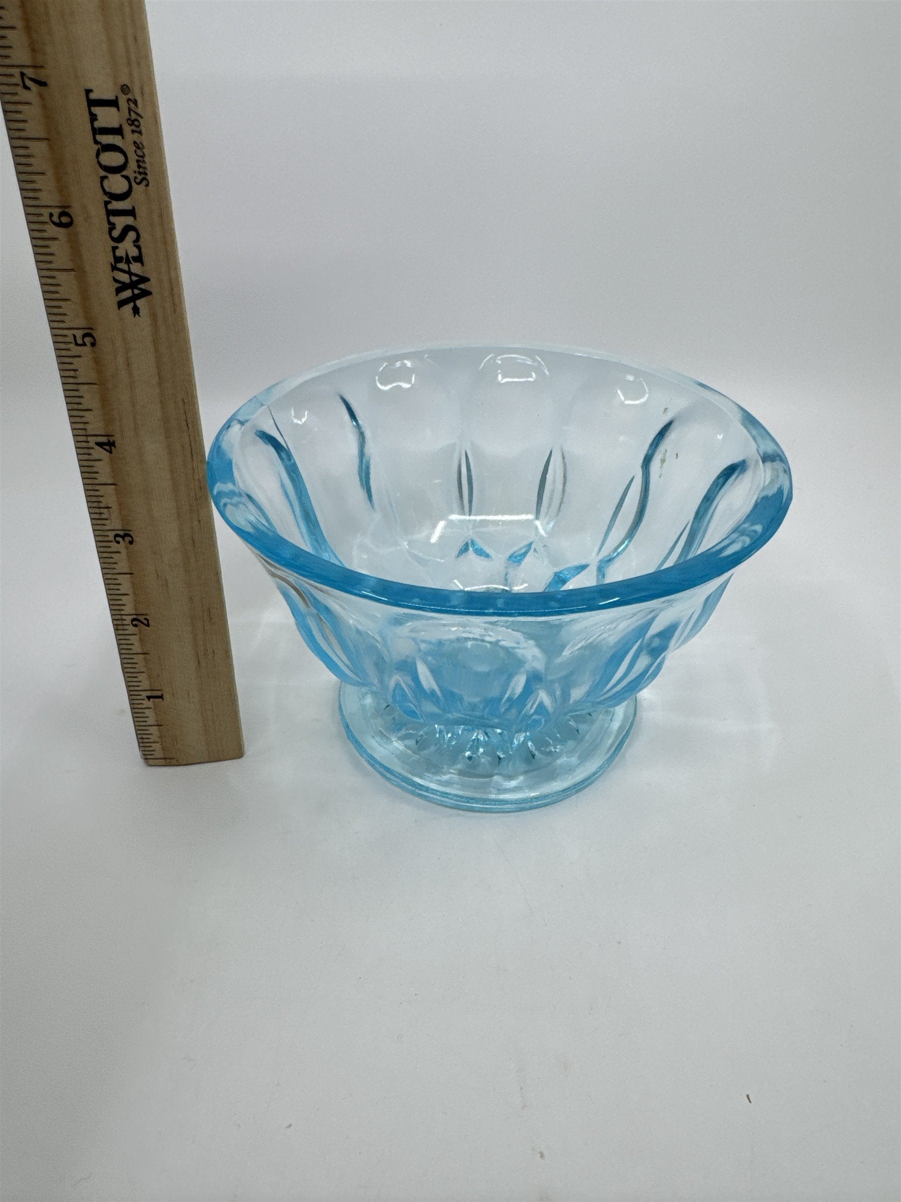 Vintage Anchor Hocking Pedestal Light Blue Glass Candy/Dessert Dish