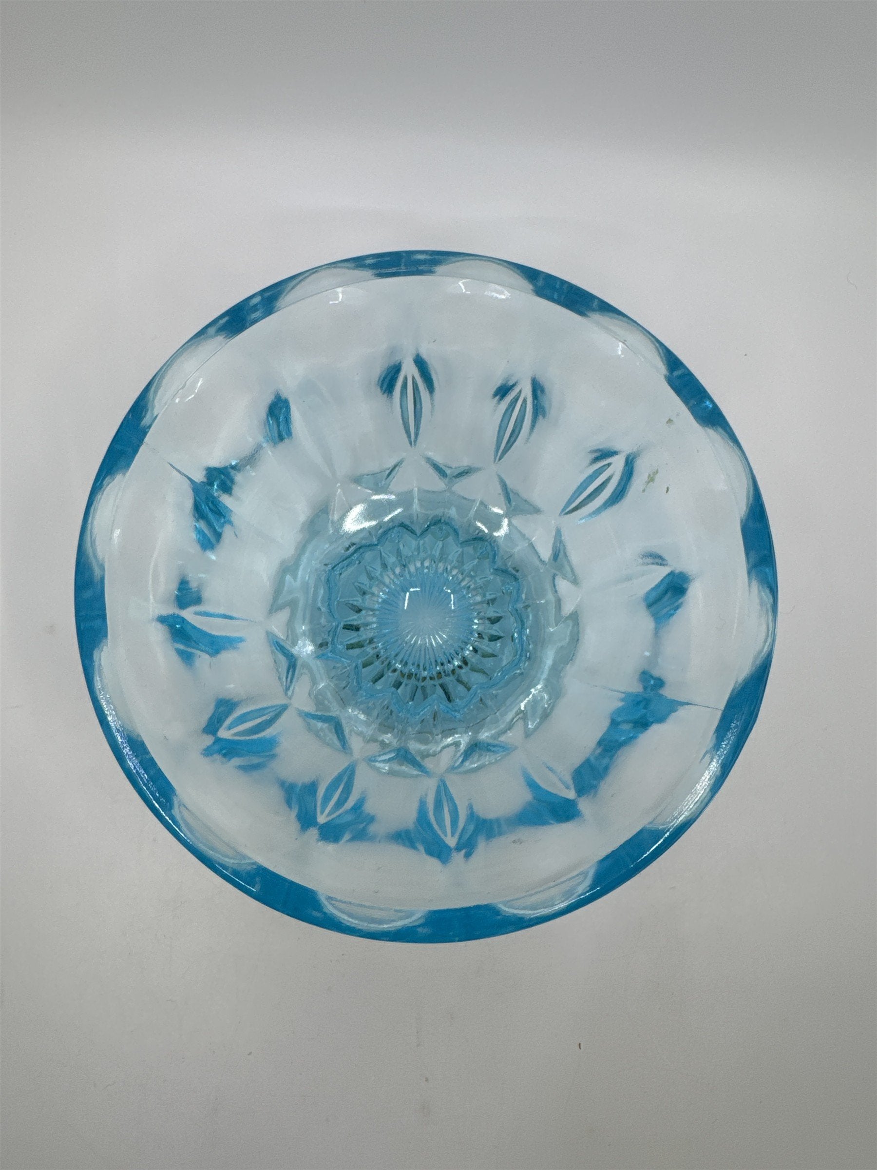 Vintage Anchor Hocking Pedestal Light Blue Glass Candy/Dessert Dish