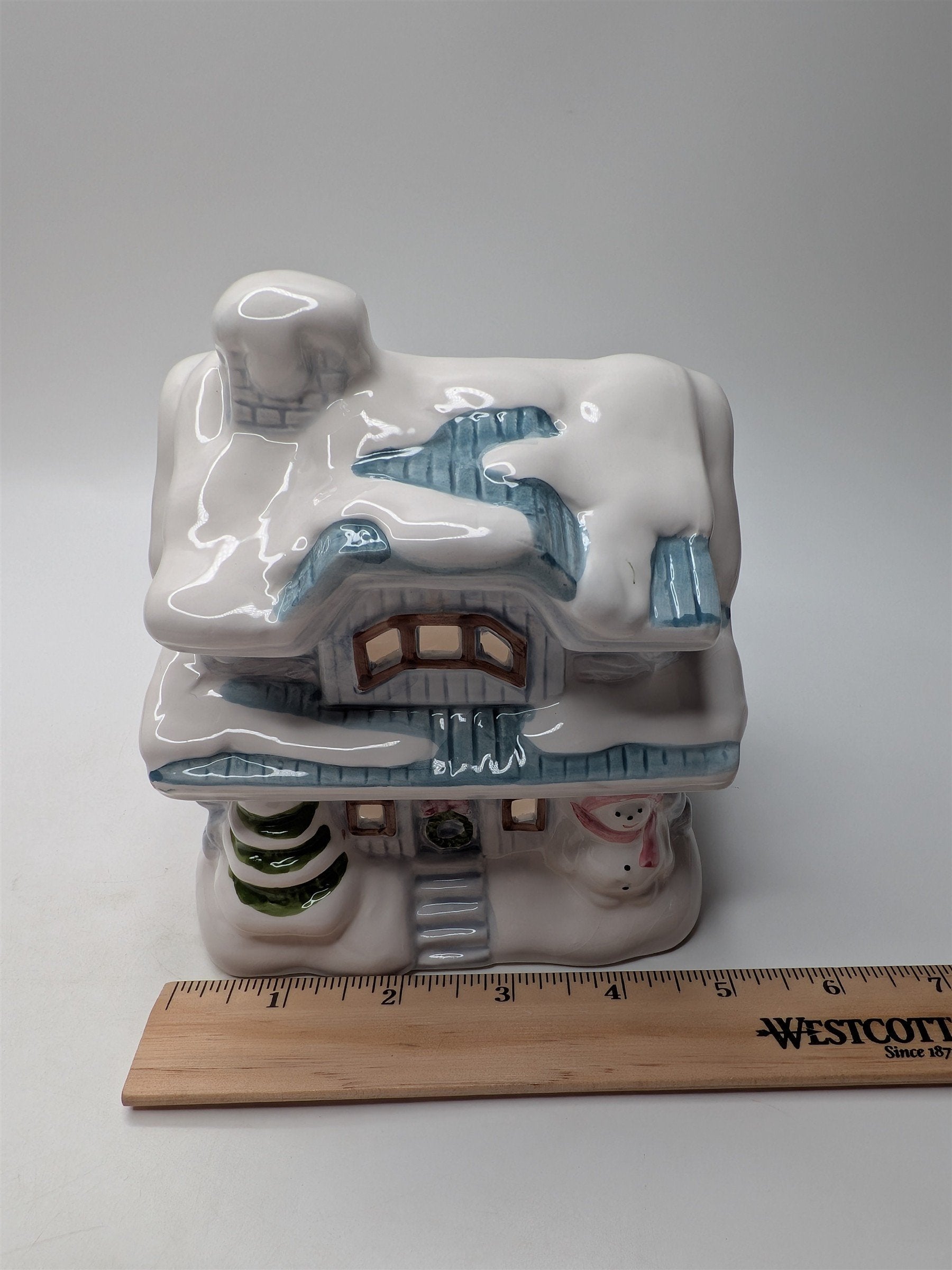 Vintage Holland Floral Inc Christmas Holiday Village House Tealight Candle Hold