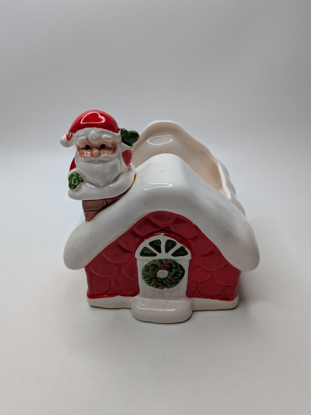 Vintage Inarco Japan Santa Claus Down the Chimney Planter Read Trim 5"