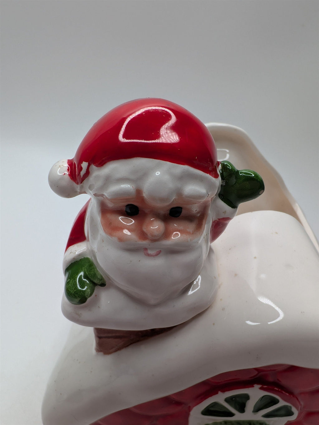 Vintage Inarco Japan Santa Claus Down the Chimney Planter Read Trim 5"