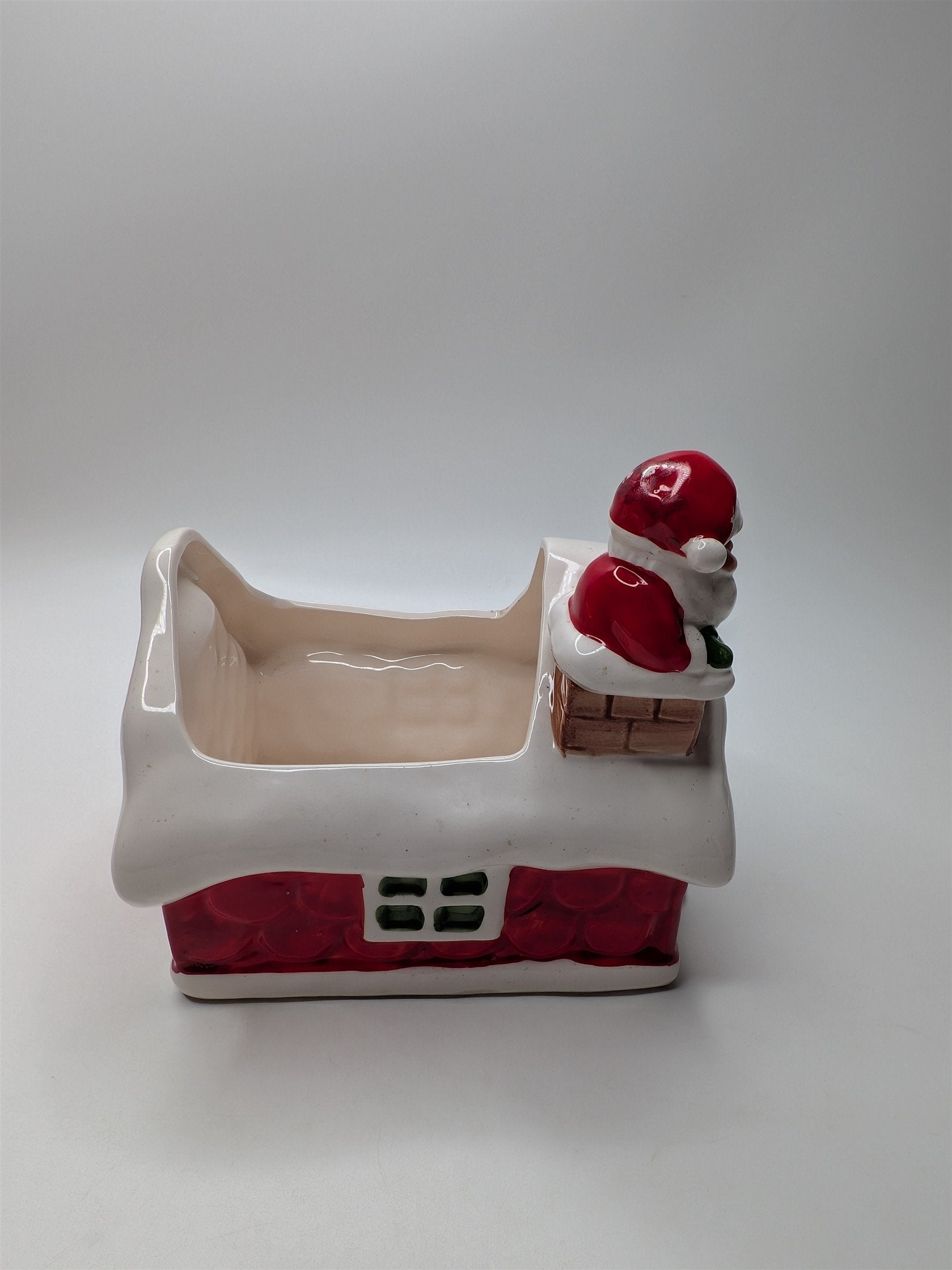 Vintage Inarco Japan Santa Claus Down the Chimney Planter Read Trim 5"