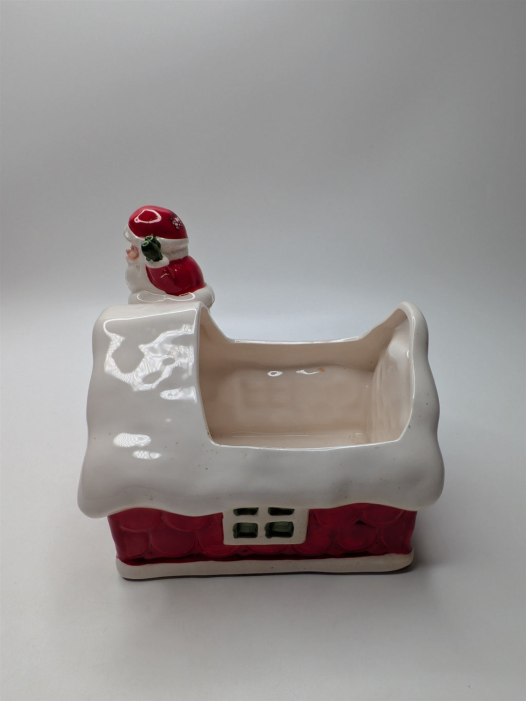 Vintage Inarco Japan Santa Claus Down the Chimney Planter Read Trim 5"