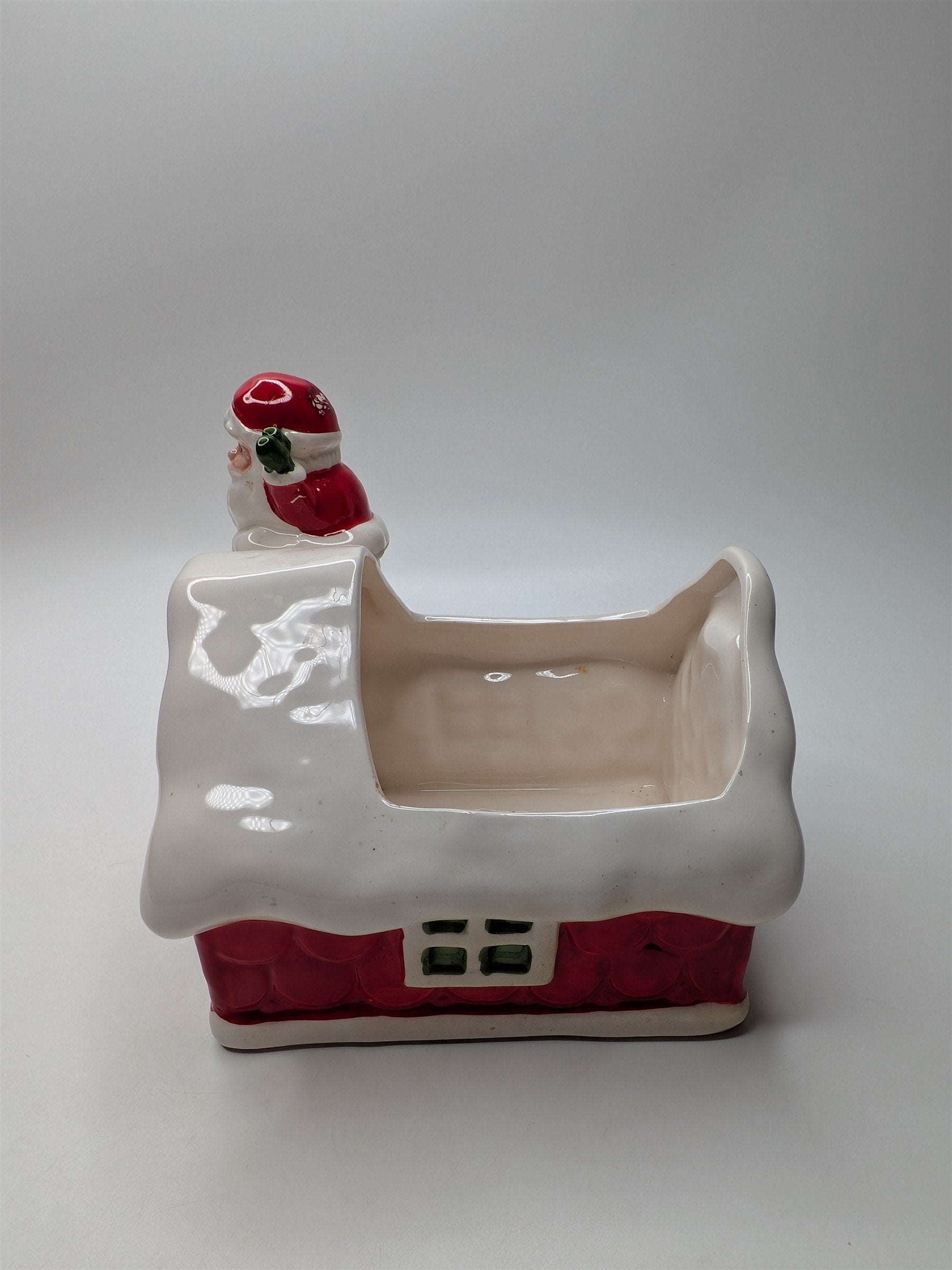 Vintage Inarco Japan Santa Claus Down the Chimney Planter Read Trim 5"