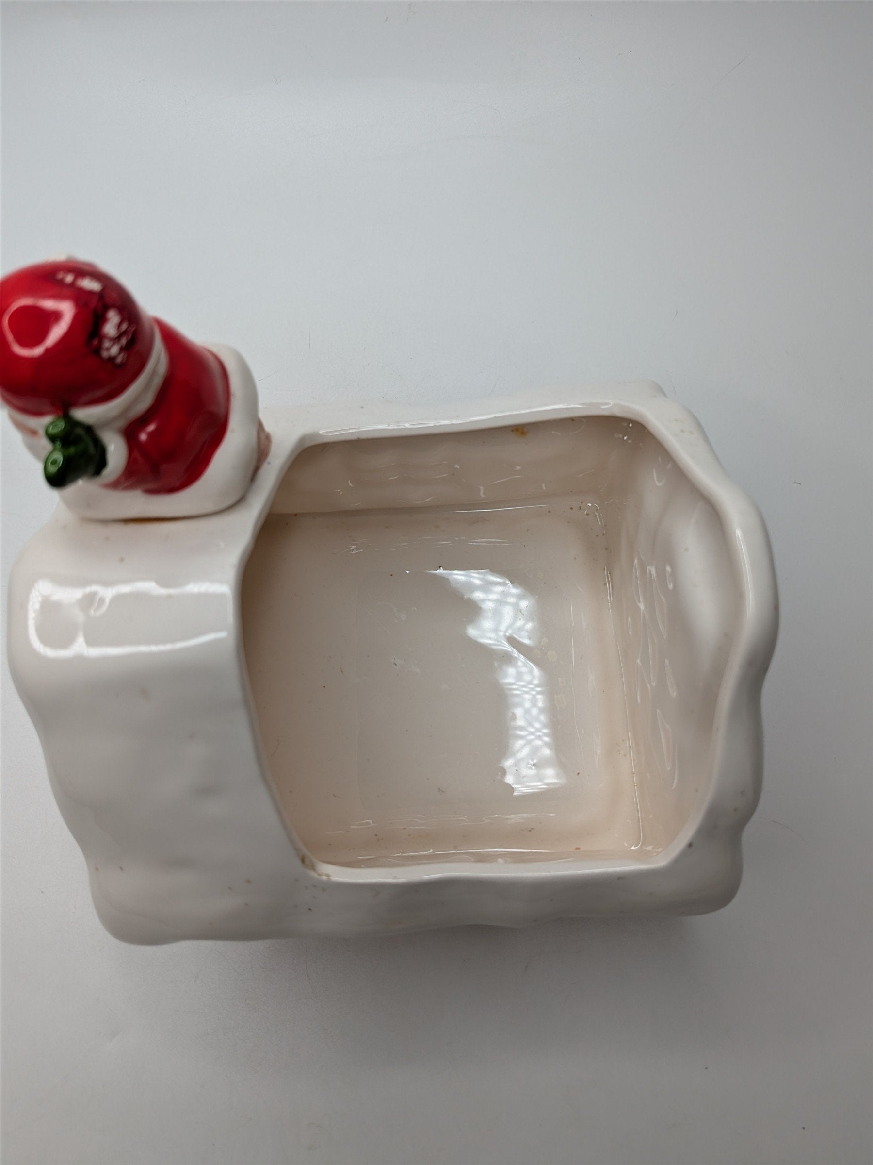 Vintage Inarco Japan Santa Claus Down the Chimney Planter Read Trim 5"