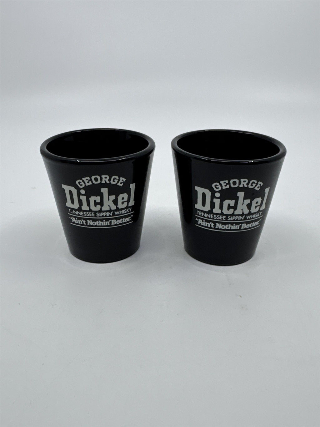 Set Of Two George Dickel Tennessee Sippin' Whisky Black Shotglasses