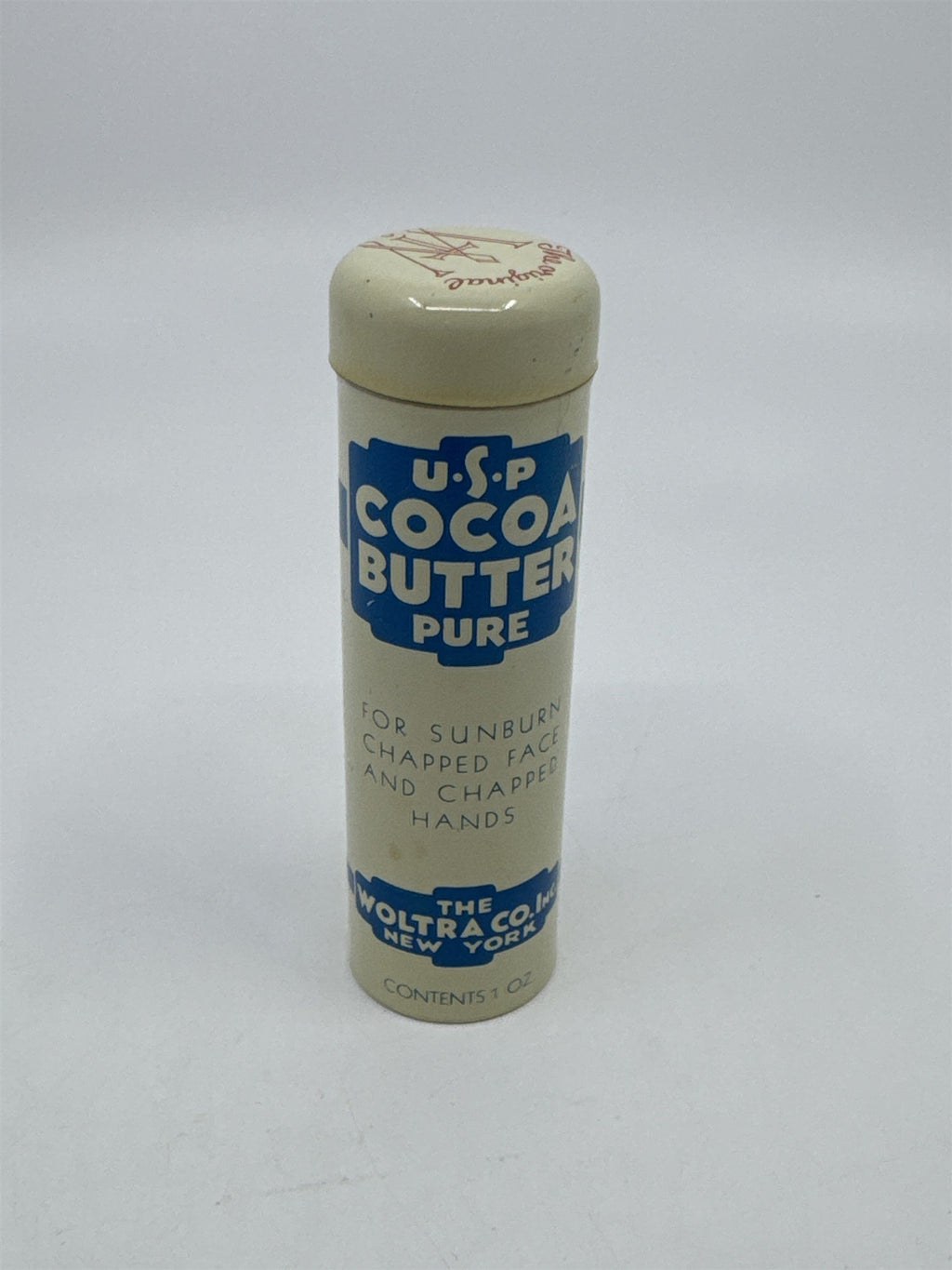 Vintage USP Cocoa Butter Pure 1 Oz. Dispenser Chapped Face And Hands Empty Tin