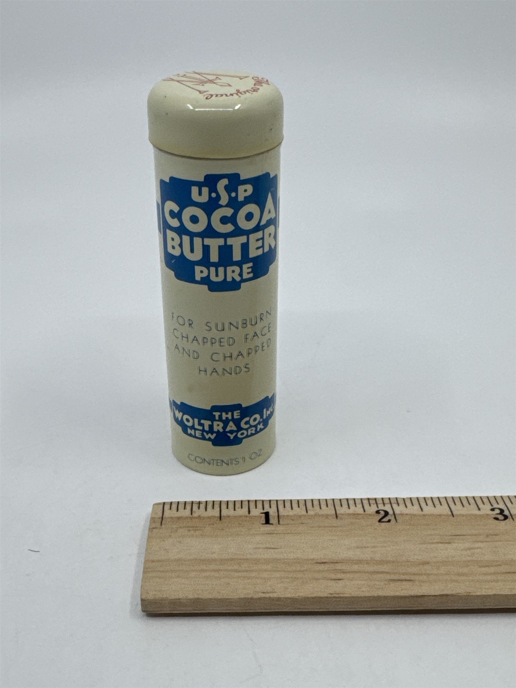 Vintage USP Cocoa Butter Pure 1 Oz. Dispenser Chapped Face And Hands Empty Tin